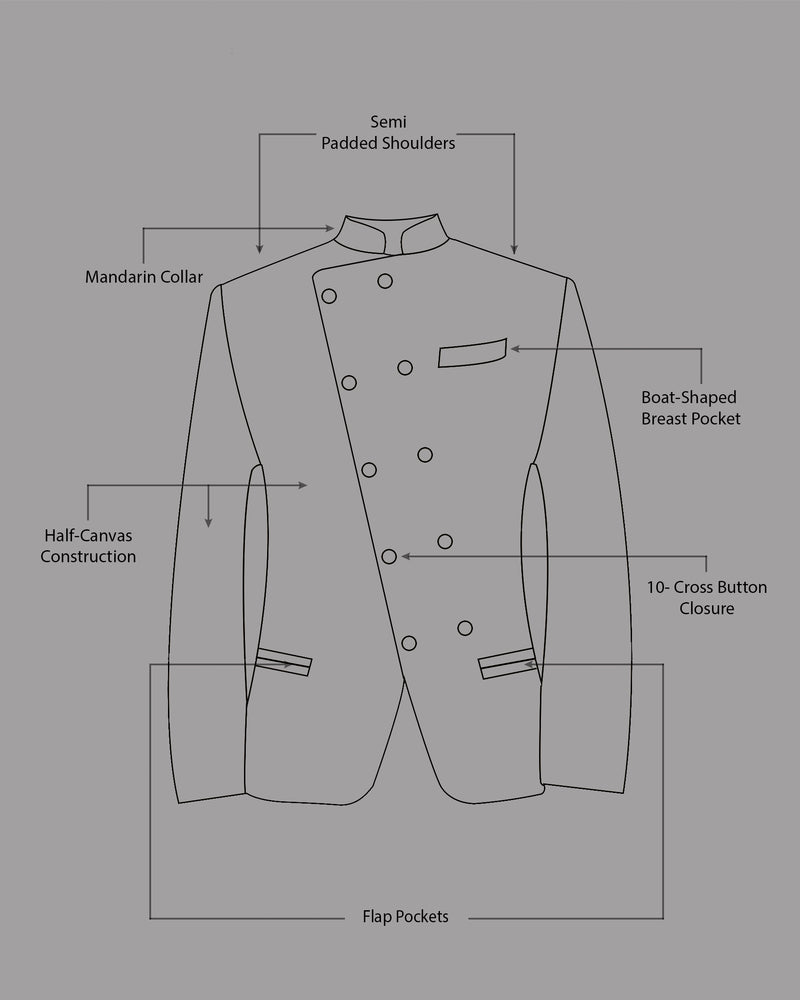 Iridium Plaid Cross Placket Bandhgala Suit