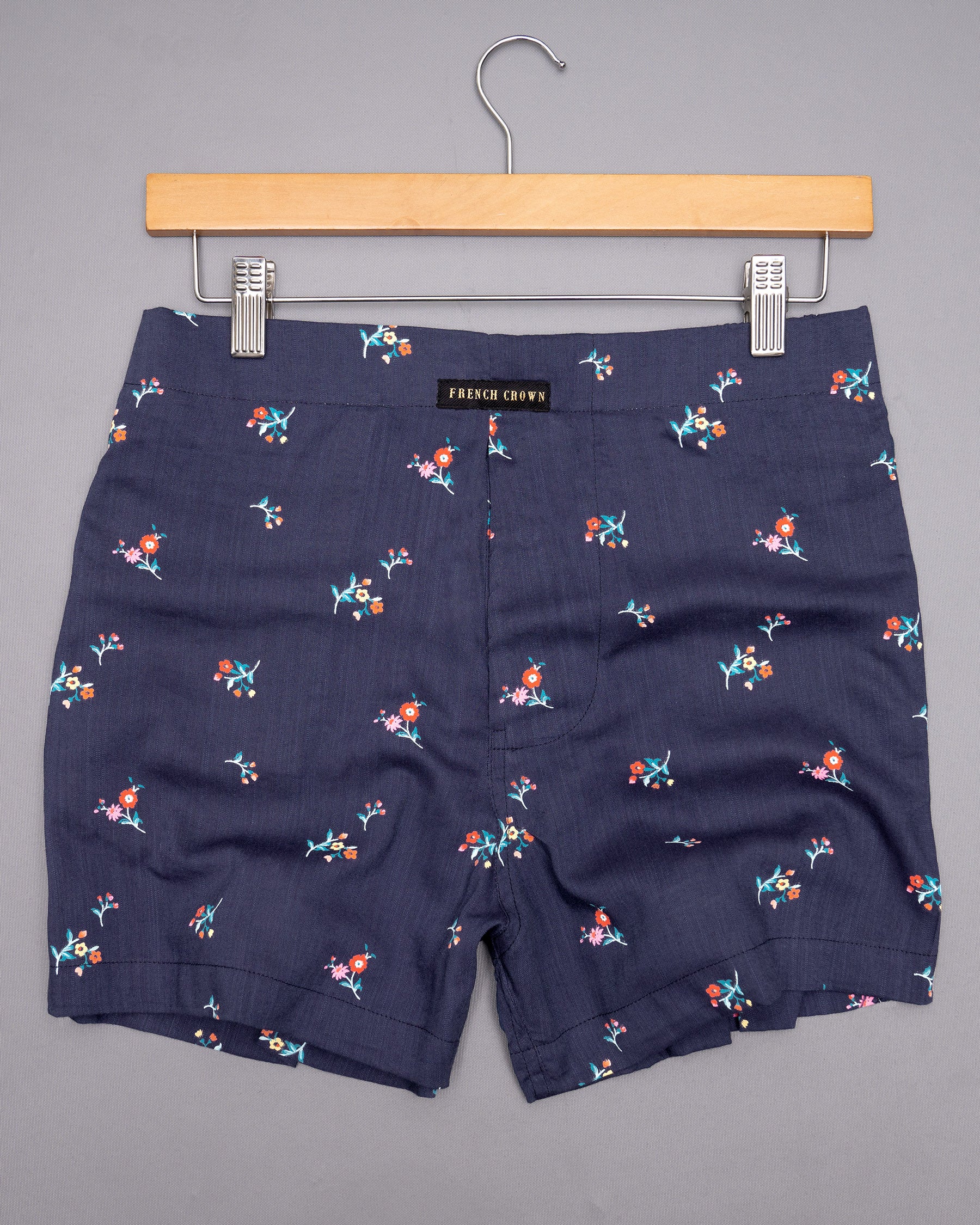 Rouge Pink and Haiti Blue Flowery Printed Tencel Boxers CBX369-28, CBX369-30, CBX369-32, CBX369-34, CBX369-36, CBX369-38, CBX369-40, CBX369-42, CBX369-44