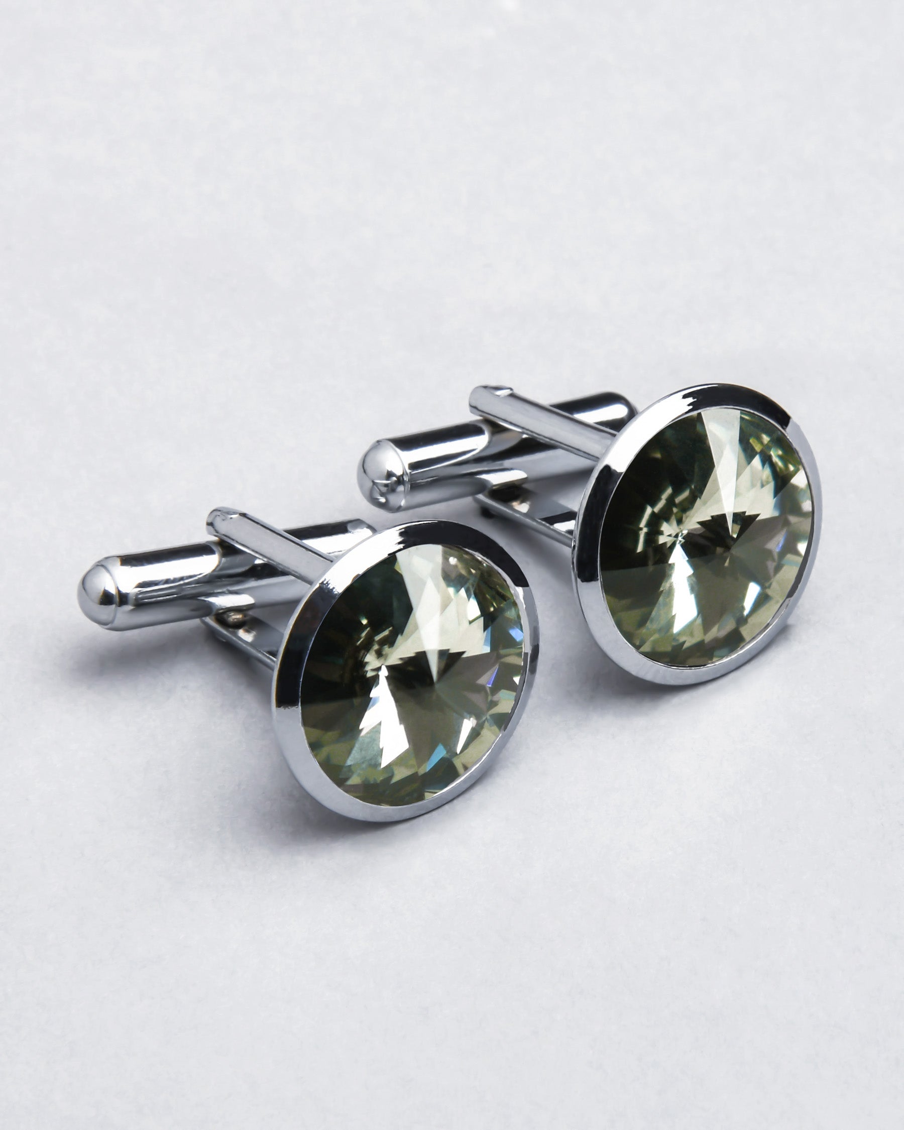 Silver with Grey Diamond Shaped Stone Cufflinks CL50
