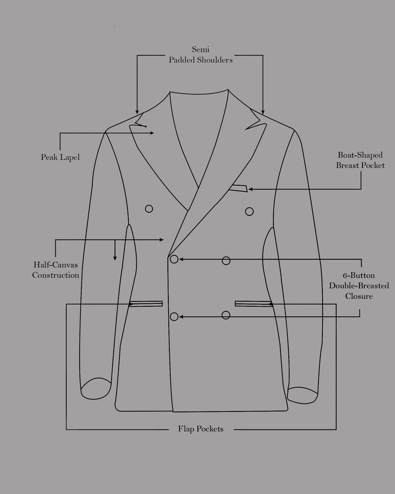 Gunmetal Blue windowpane Double Breasted Blazer