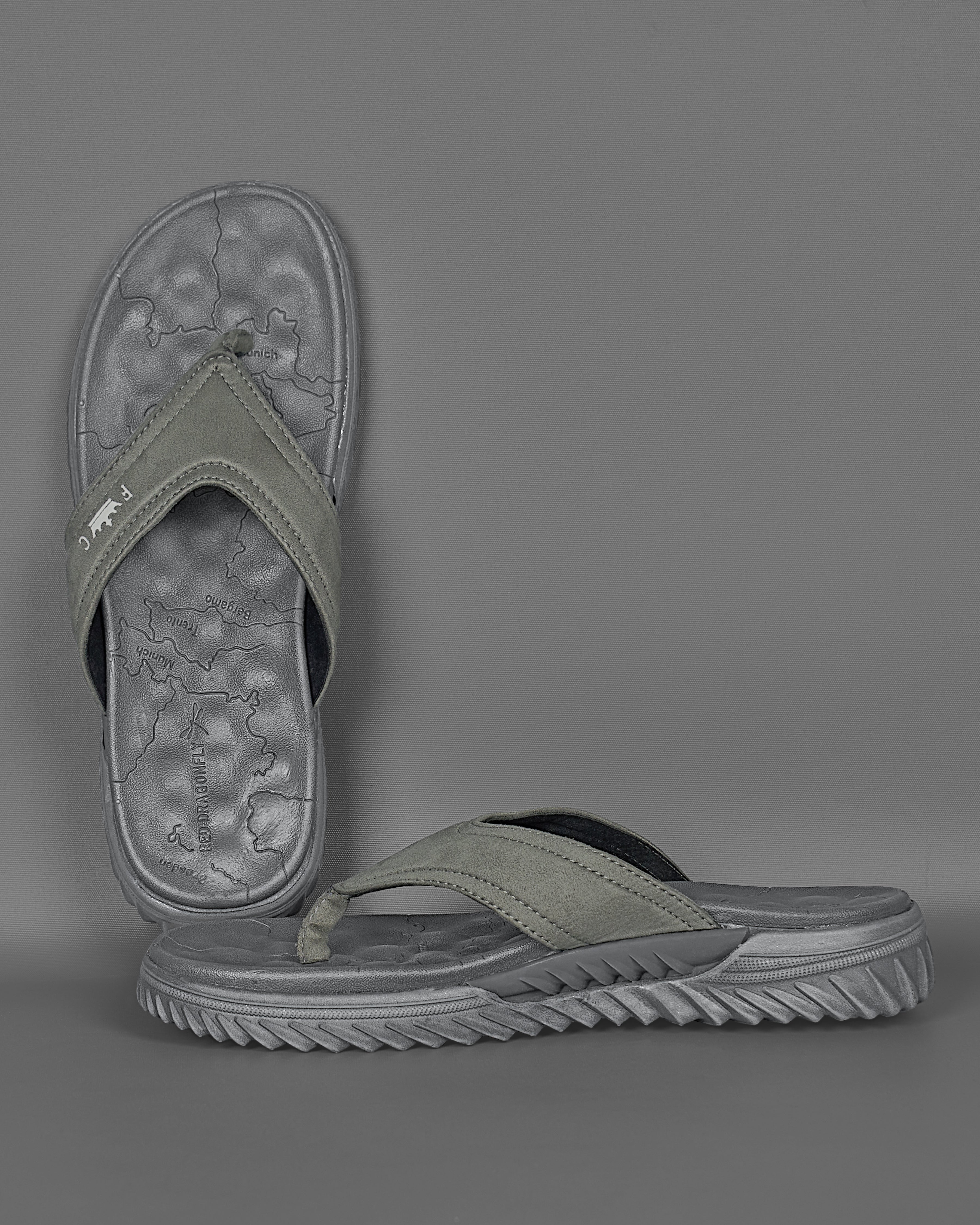 Grey Map Patterned Suede top comfortable Flip flops