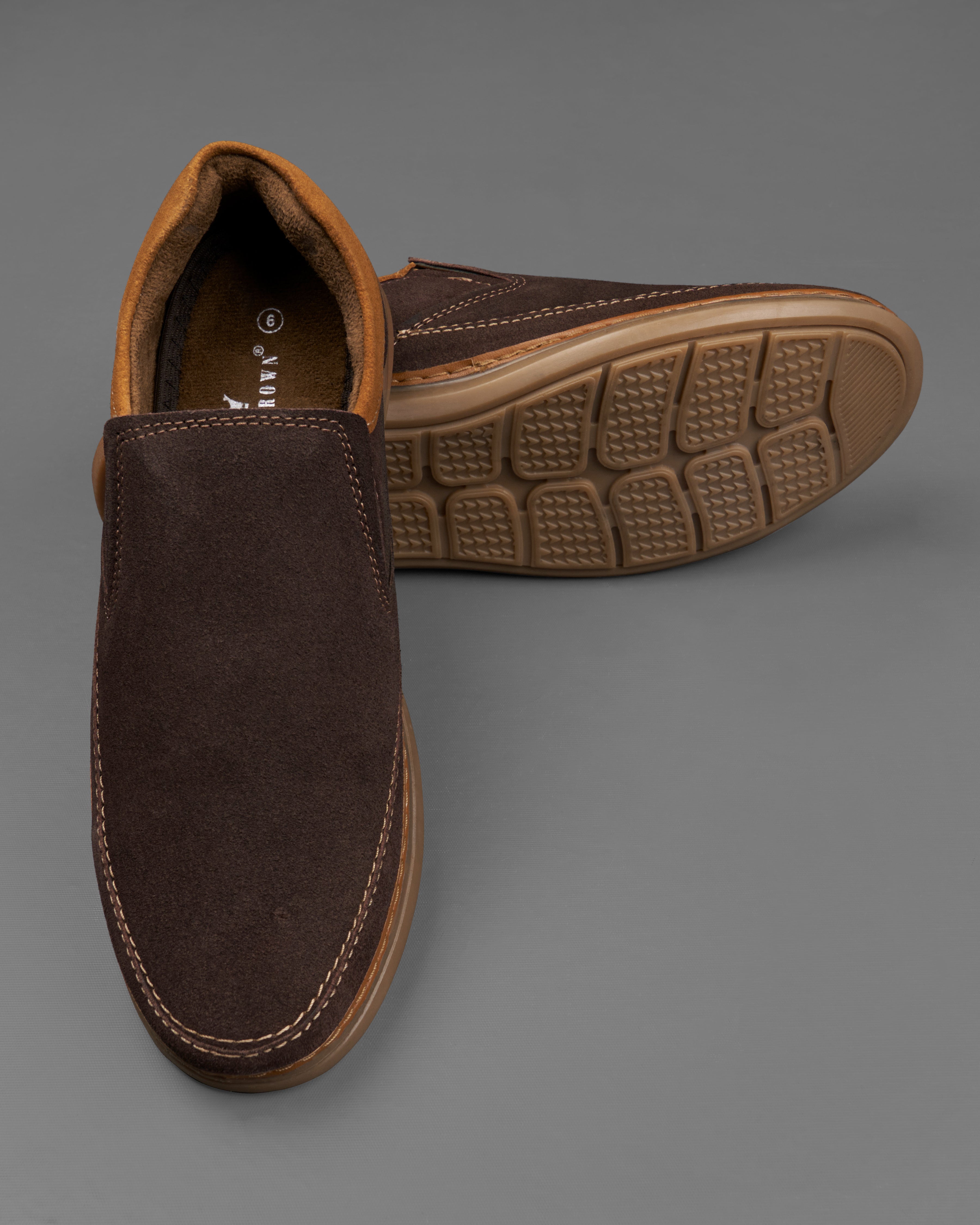 Deep Coffee Brown Slip On Suede leather Shoes FT074-6, FT074-7, FT074-8, FT074-9, FT074-10, FT074-11