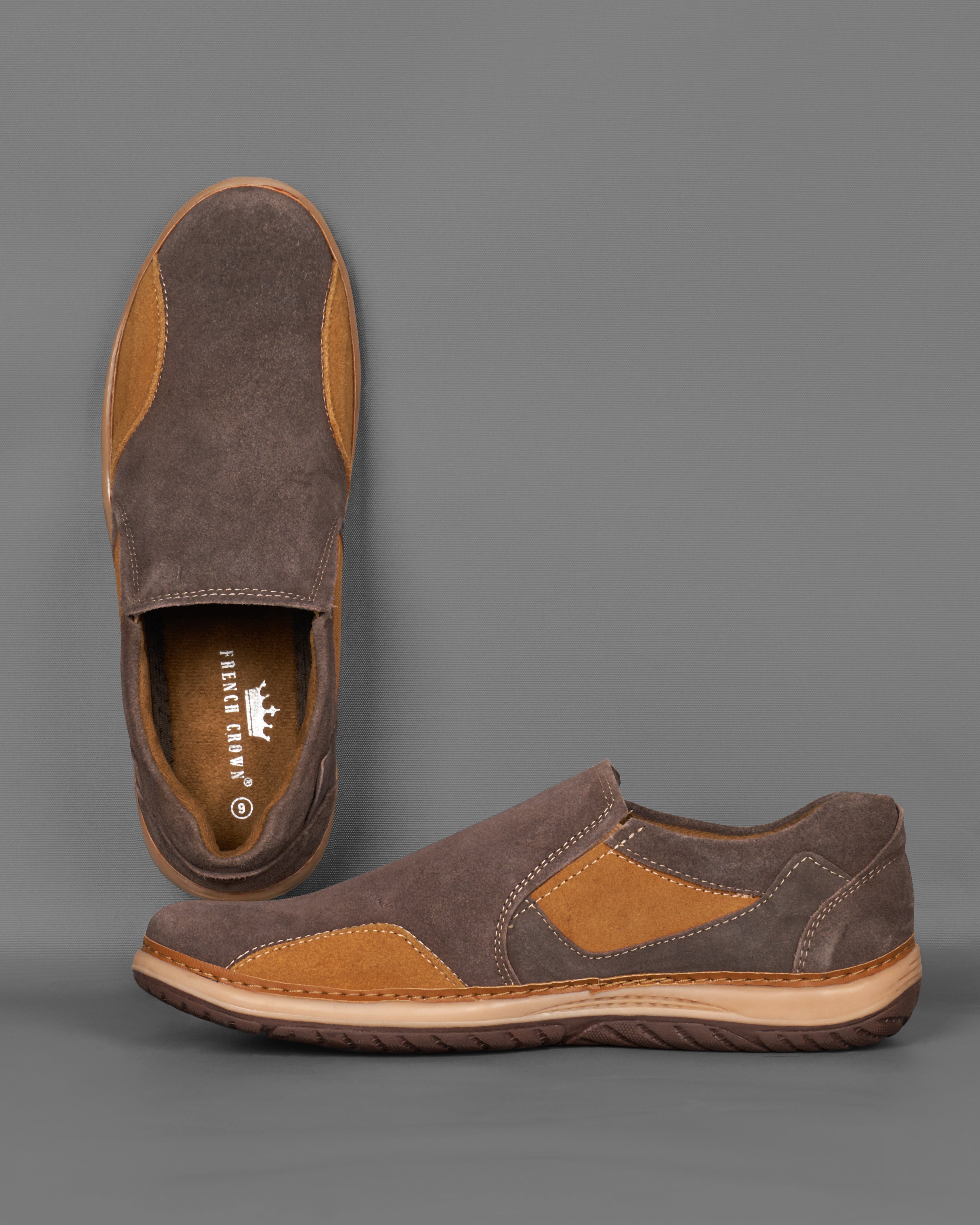 Beaver Brown Slip On Suede leather Shoes FT077-6, FT077-7, FT077-8, FT077-9, FT077-10, FT077-11