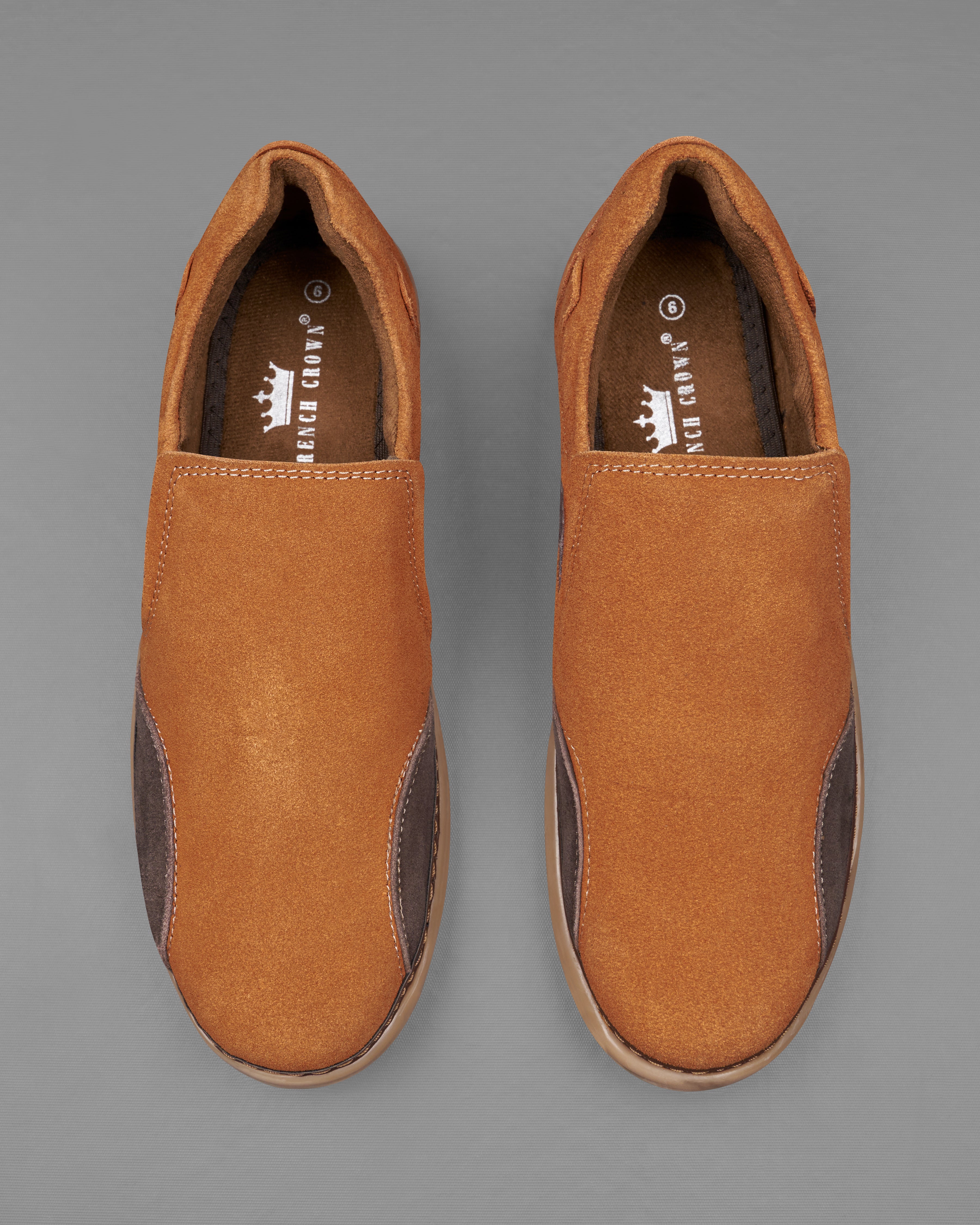 Cinnamon Brown Slip On Suede leather Shoes FT079-6, FT079-7, FT079-8, FT079-9, FT079-10, FT079-11