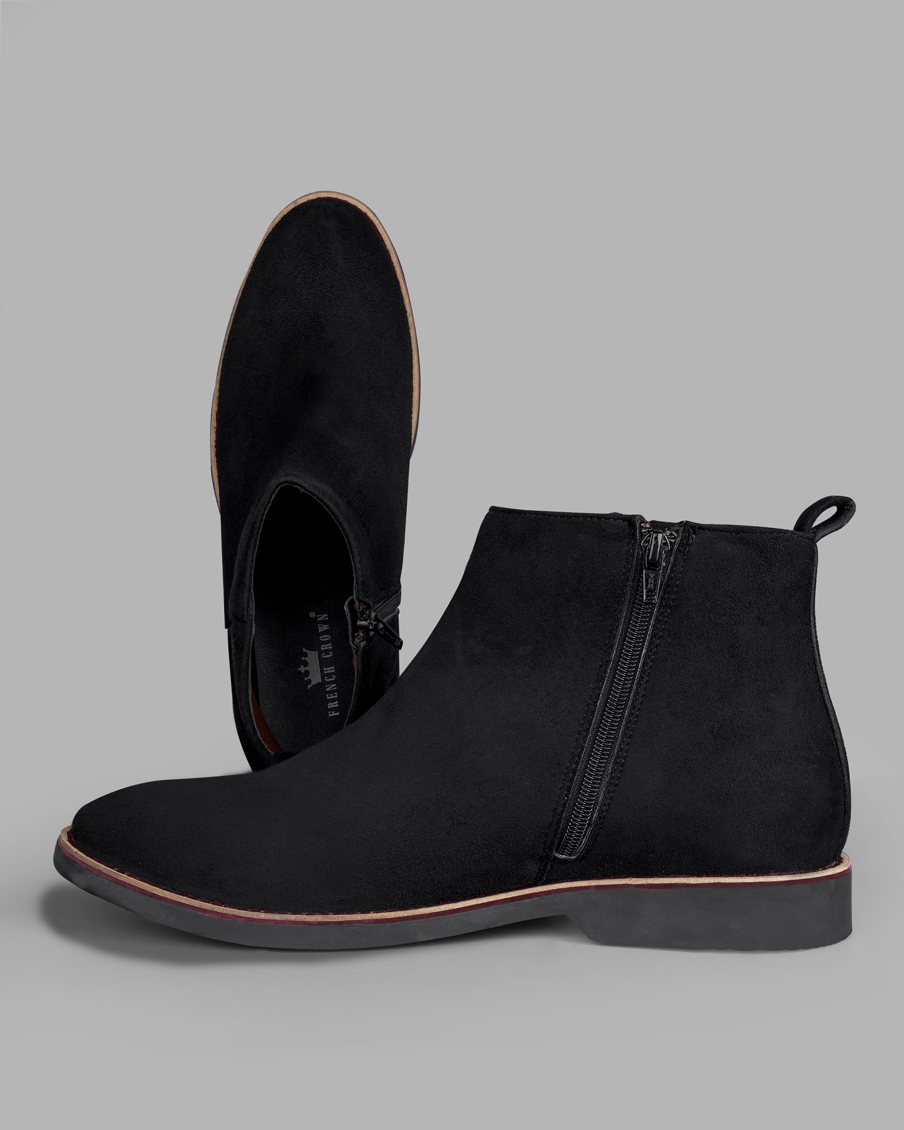 Jade Black Zipper suede Chelsea Boots FT063-6, FT063-7, FT063-8, FT063-9, FT063-10