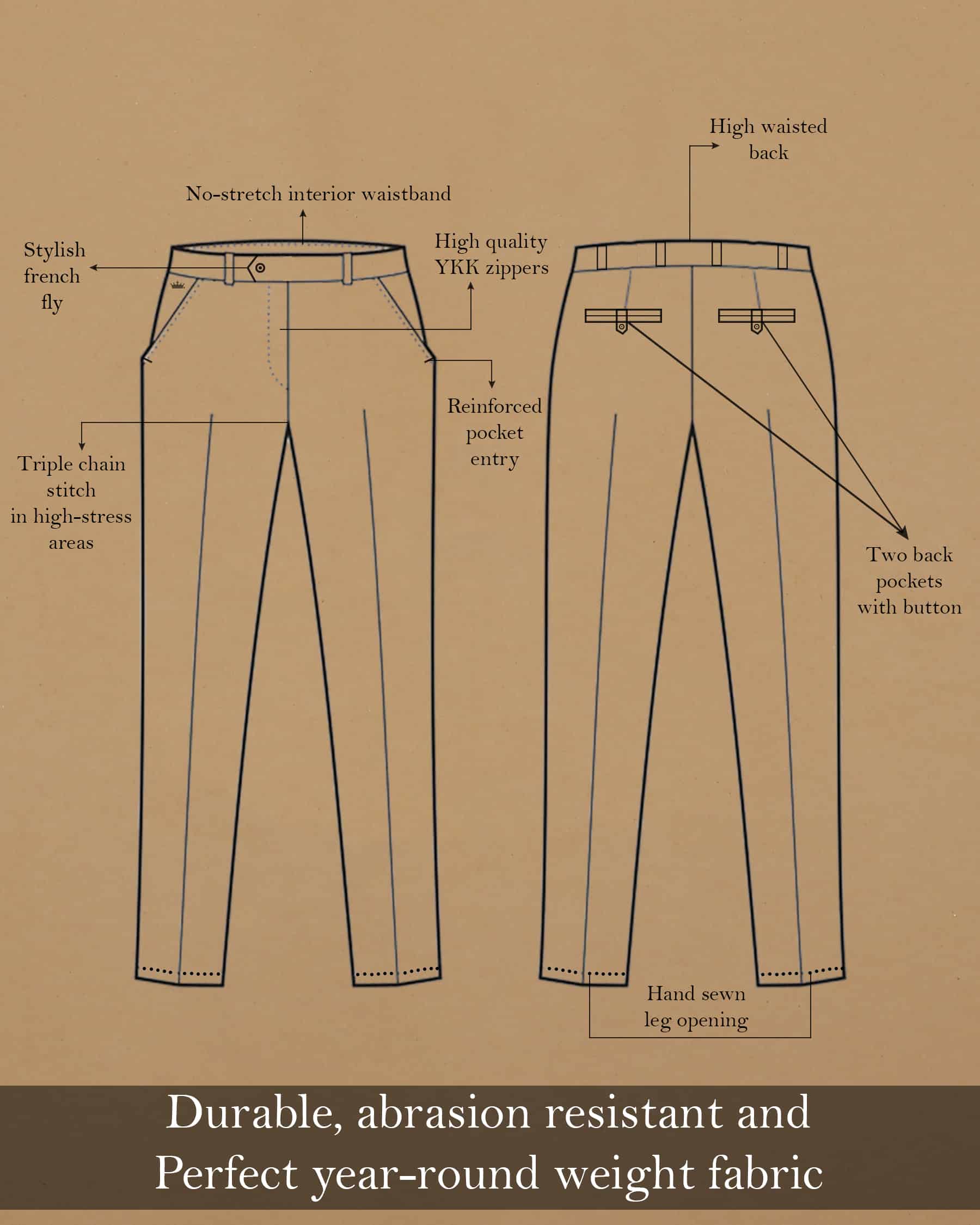 Pearl Black Wool-Silk blend Formal Pant