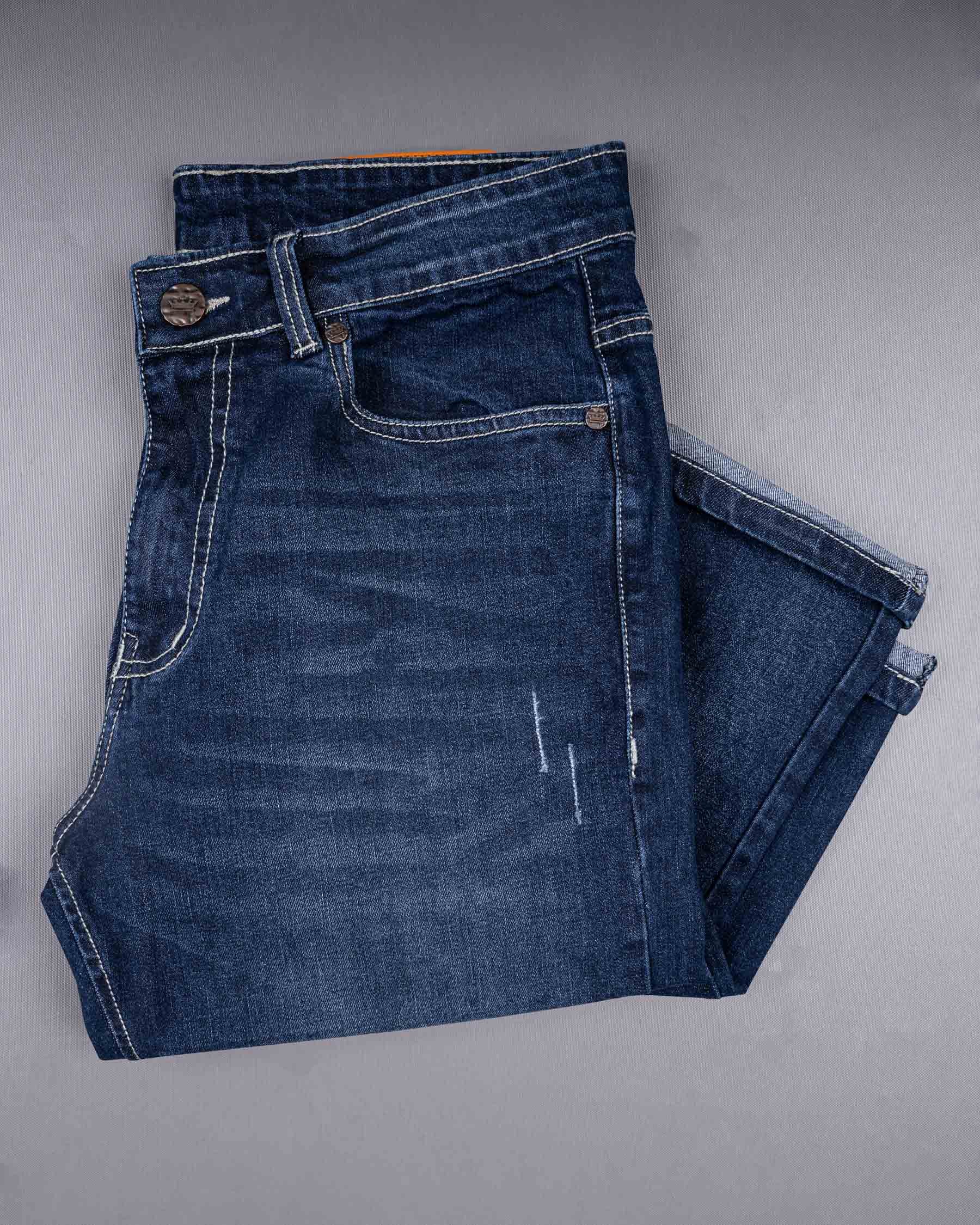 San Juan Blue Whiskering washed Mildly Distressed Stretchable Denim J135-32, J135-34, J135-36, J135-38, J135-40