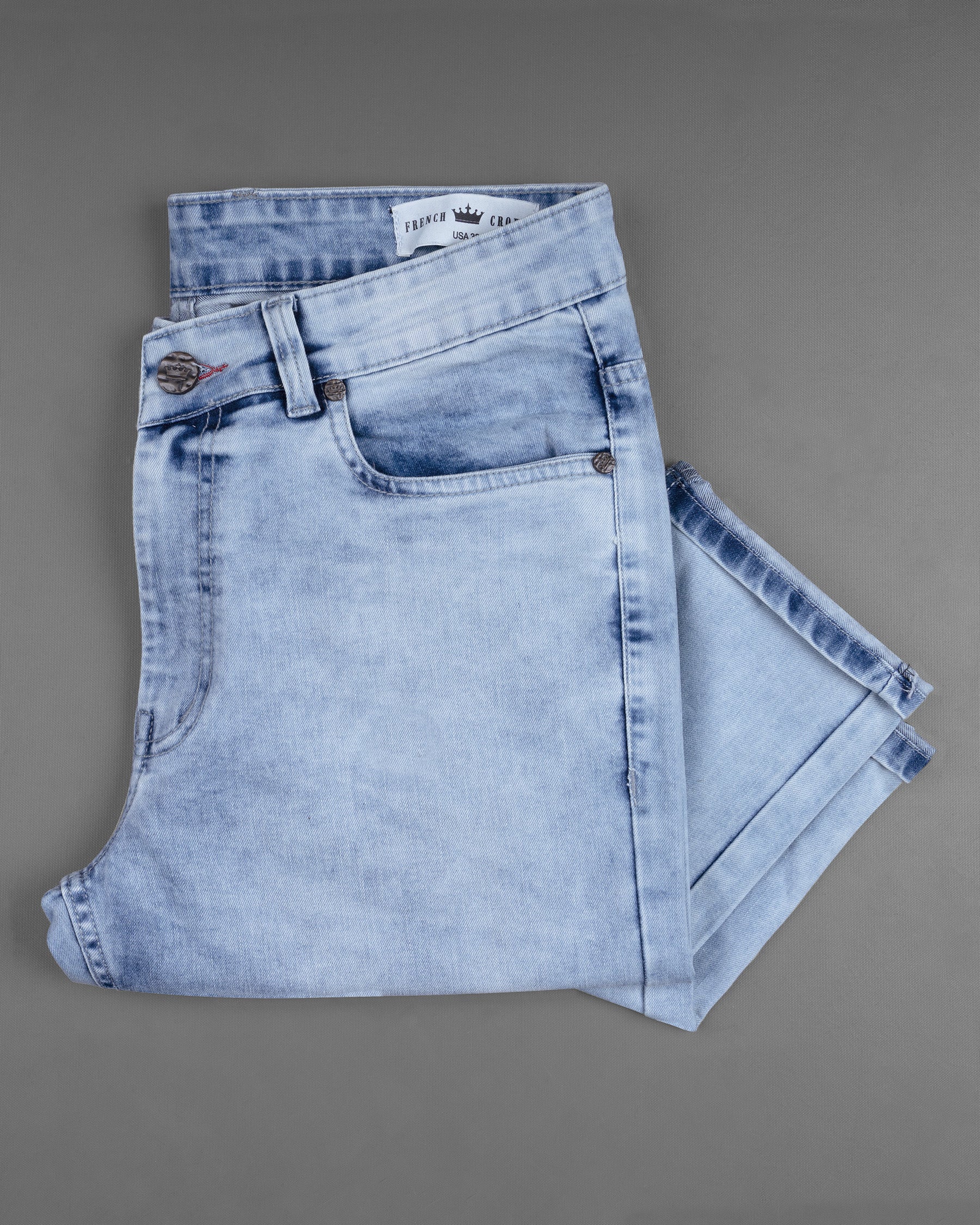 Heather Blue Stone Wash Clean Look Stretchable Denim J142-30, J142-32, J142-34, J142-36, J142-38, J142-40