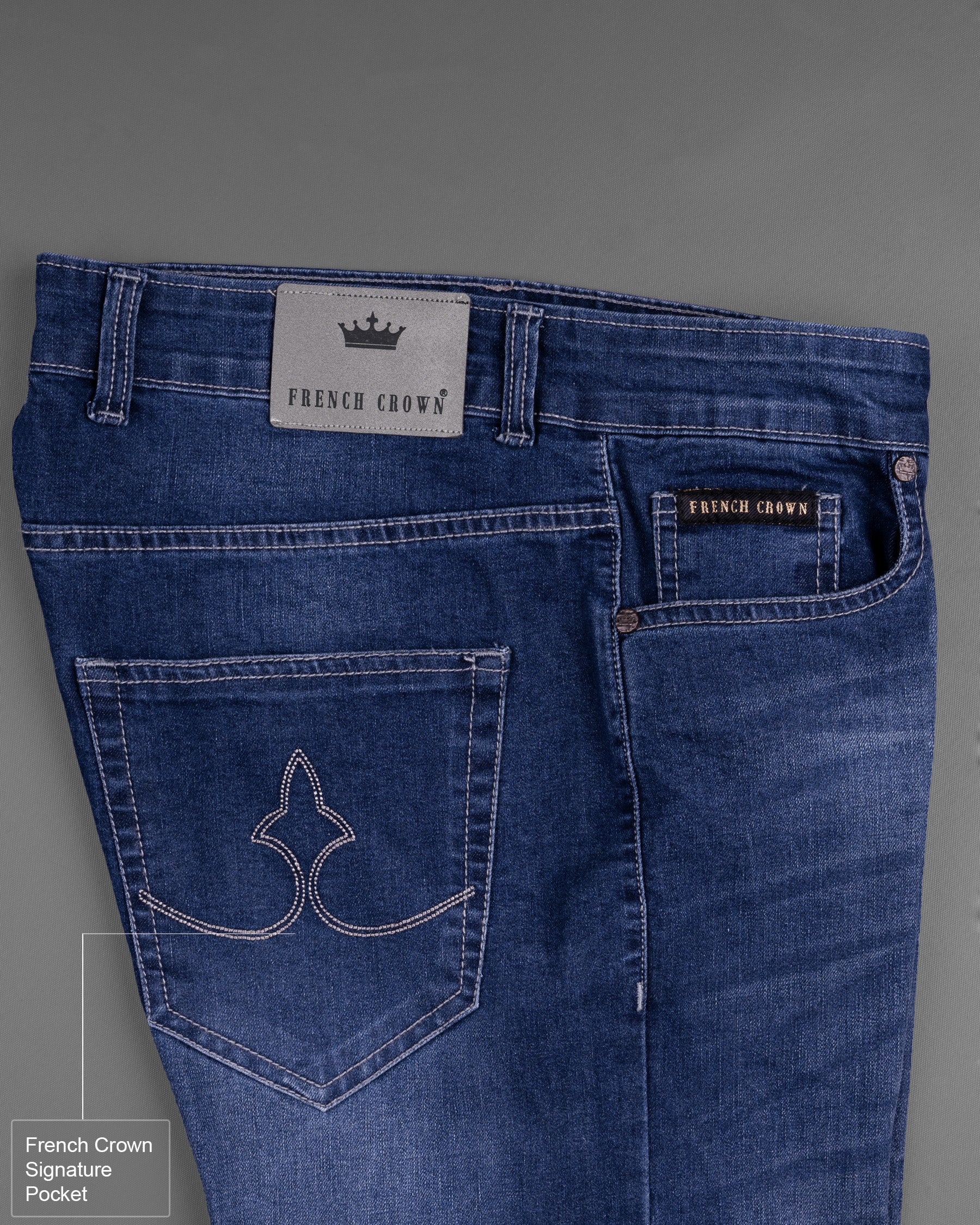 Scampi Blue hand Sanding Clean Look Stretchable Denim J146-32, J146-34, J146-36, J146-38, J146-40