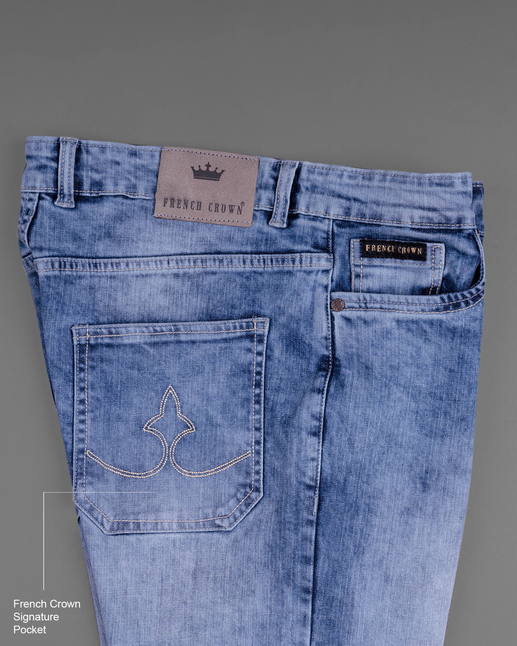 Carolina Blue Stone Wash Clean Look Stretchable Denim J147-32, J147-34, J147-36, J147-38, J147-40