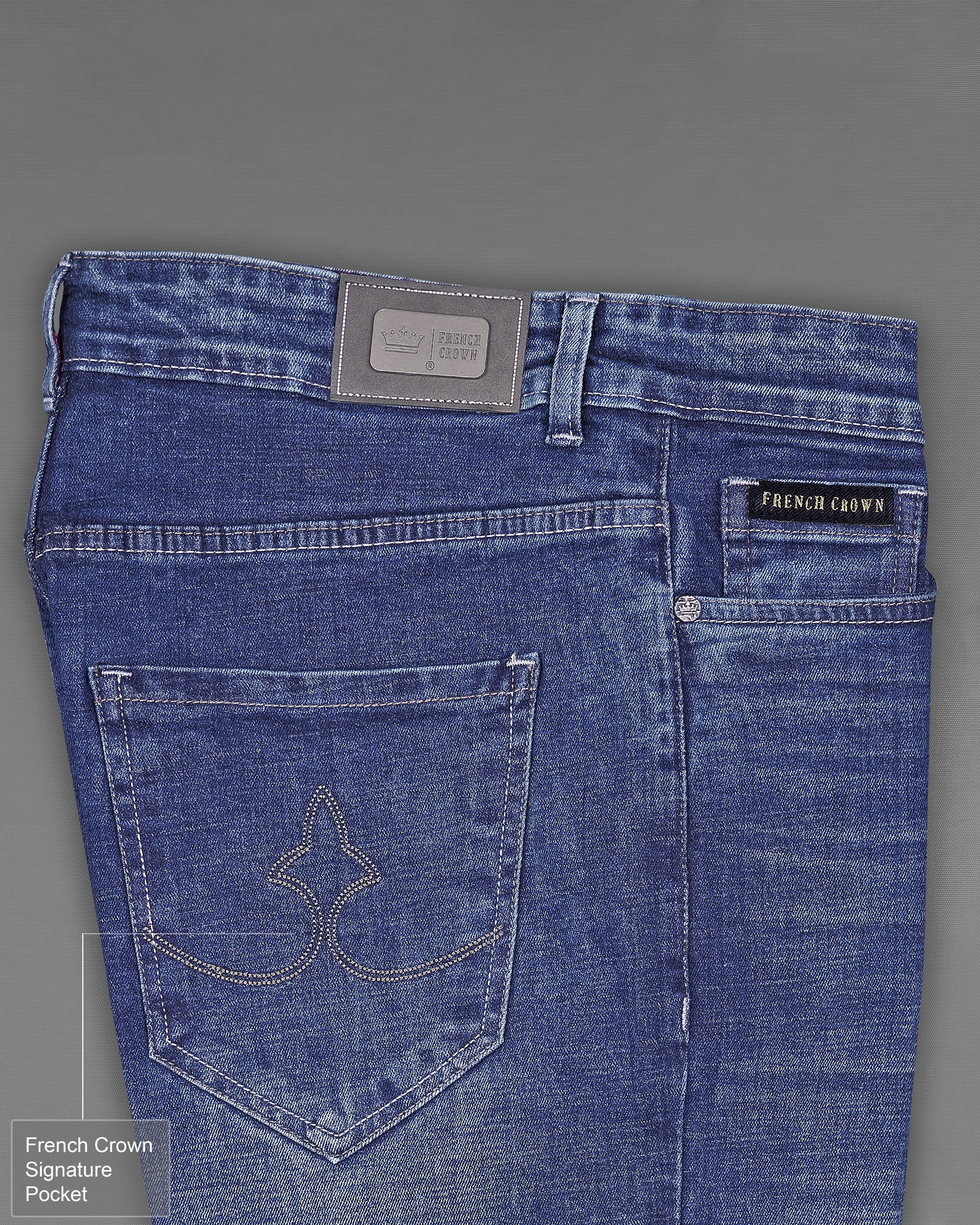 Chambray Blue Acid Wash Stretchable Denim J166-32, J166-34, J166-36, J166-38, J166-40