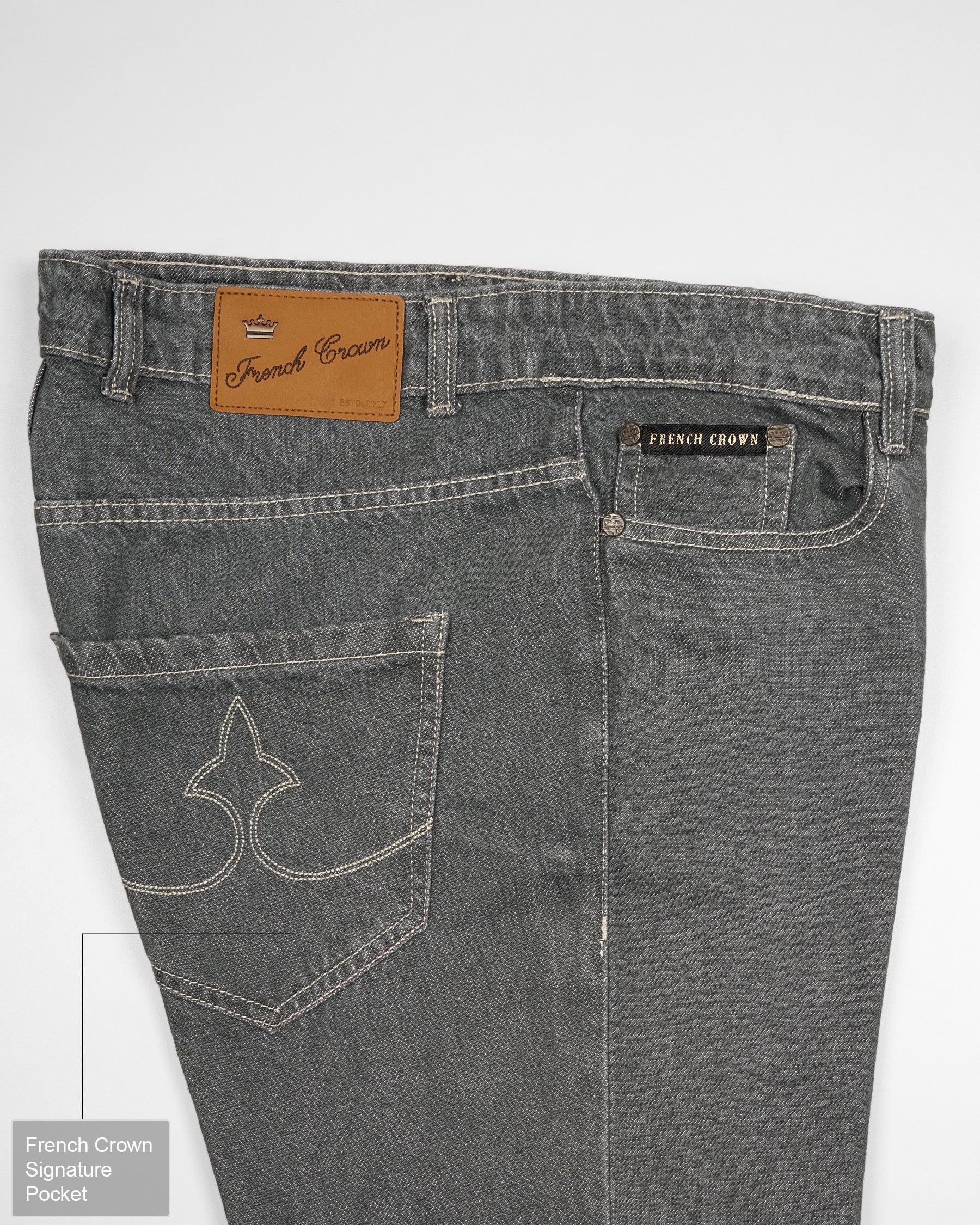 FUSCOUS GRAY SLIM FIT MID-RISE CLEAN LOOK STRETCHABLE DENIM J80-30, J80-32, J80-34, J80-36, J80-38, J80-40