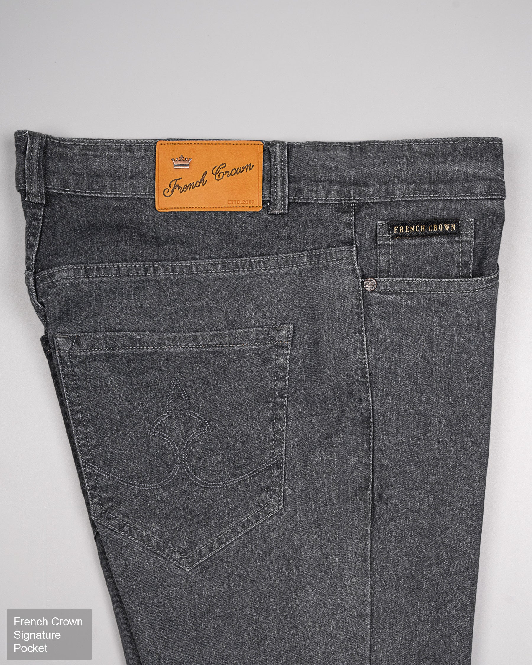 ABBEY GREY SLIM FIT MID-RISE CLEAN LOOK STRETCHABLE DENIM J82-30, J82-32, J82-34, J82-36, J82-38, J82-40