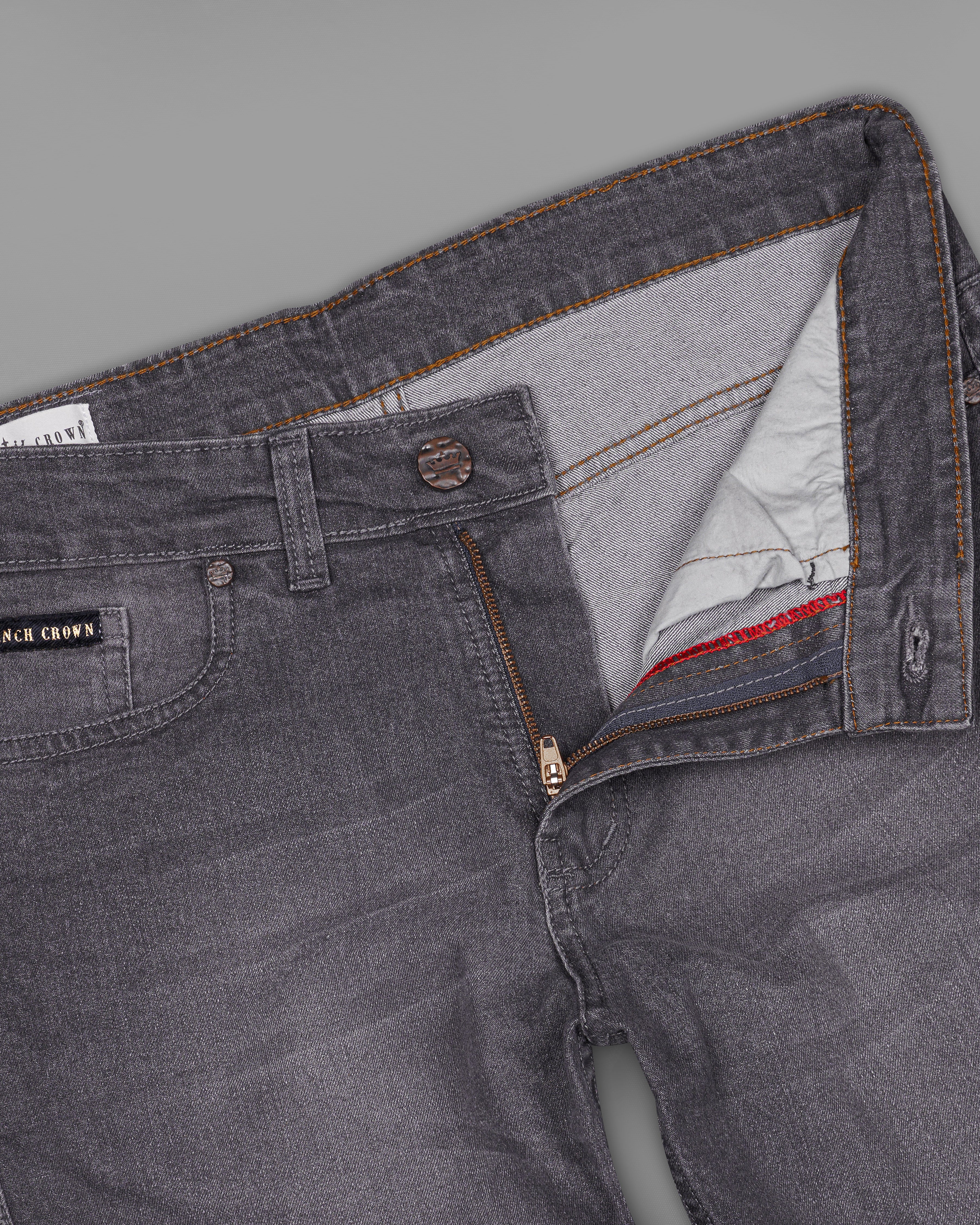 Wenge Gray Hand Painted Whiskering Washed Stretchable Denim J091-ART-32, J091-ART-34, J091-ART-36, J091-ART-38, J091-ART-40