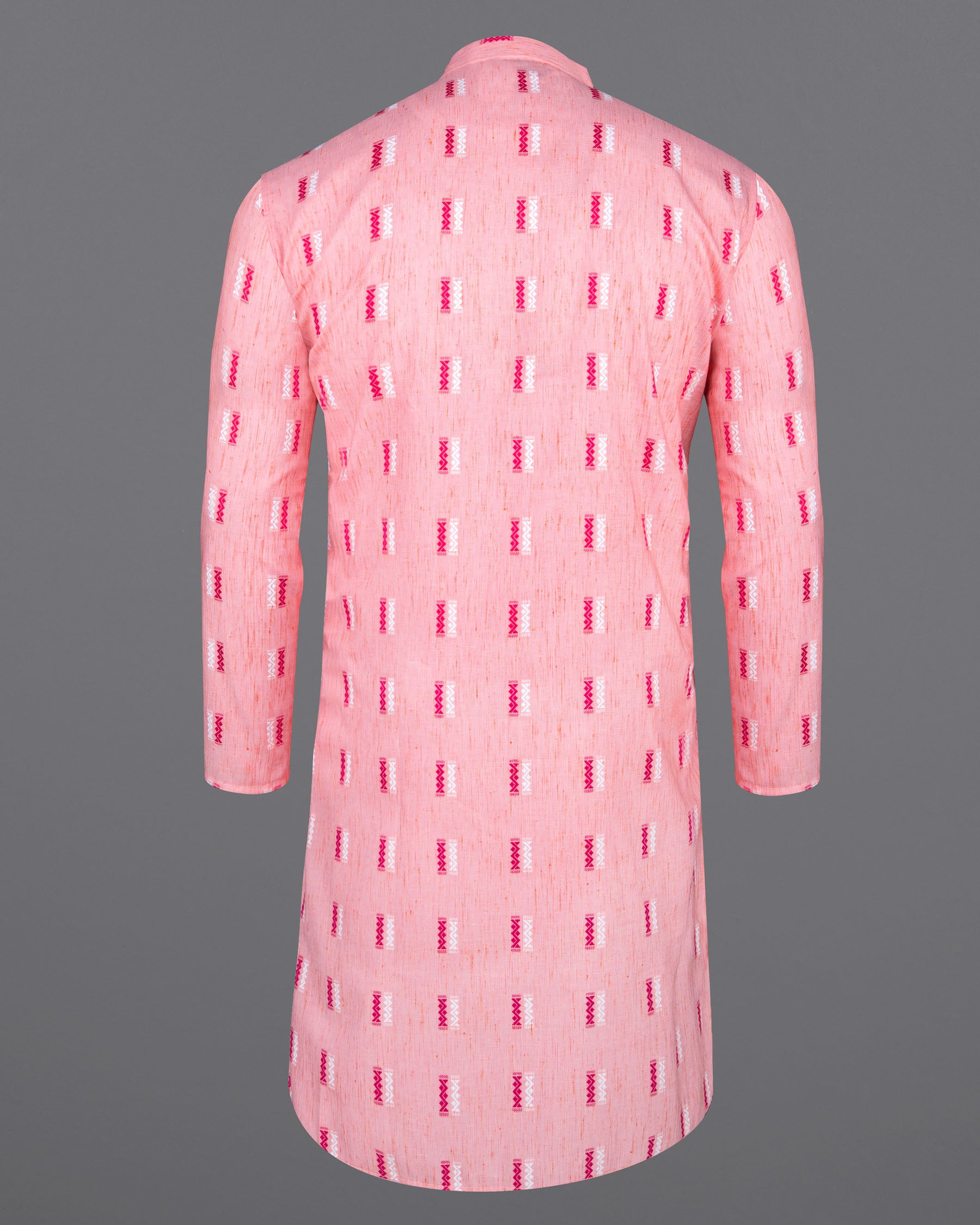 Light Rose Pink Zig-zag Textured Jacquard Premium Giza Cotton Kurta KT002-39, KT002-40, KT002-42, KT002-44, KT002-46