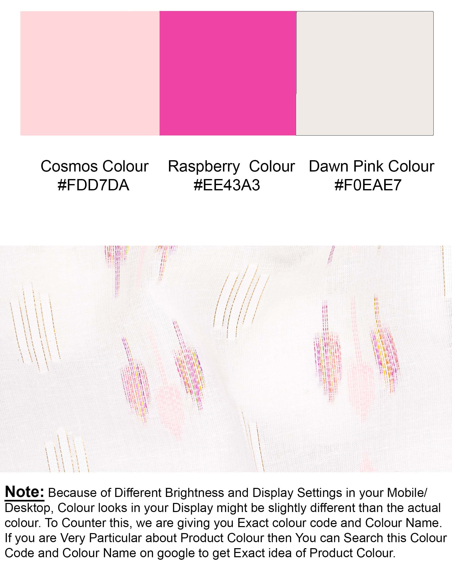Cosmos Pink Leaves Textured Jacquard Premium Giza Cotton Kurta KT007-39, KT007-40, KT007-42, KT007-44, KT007-46