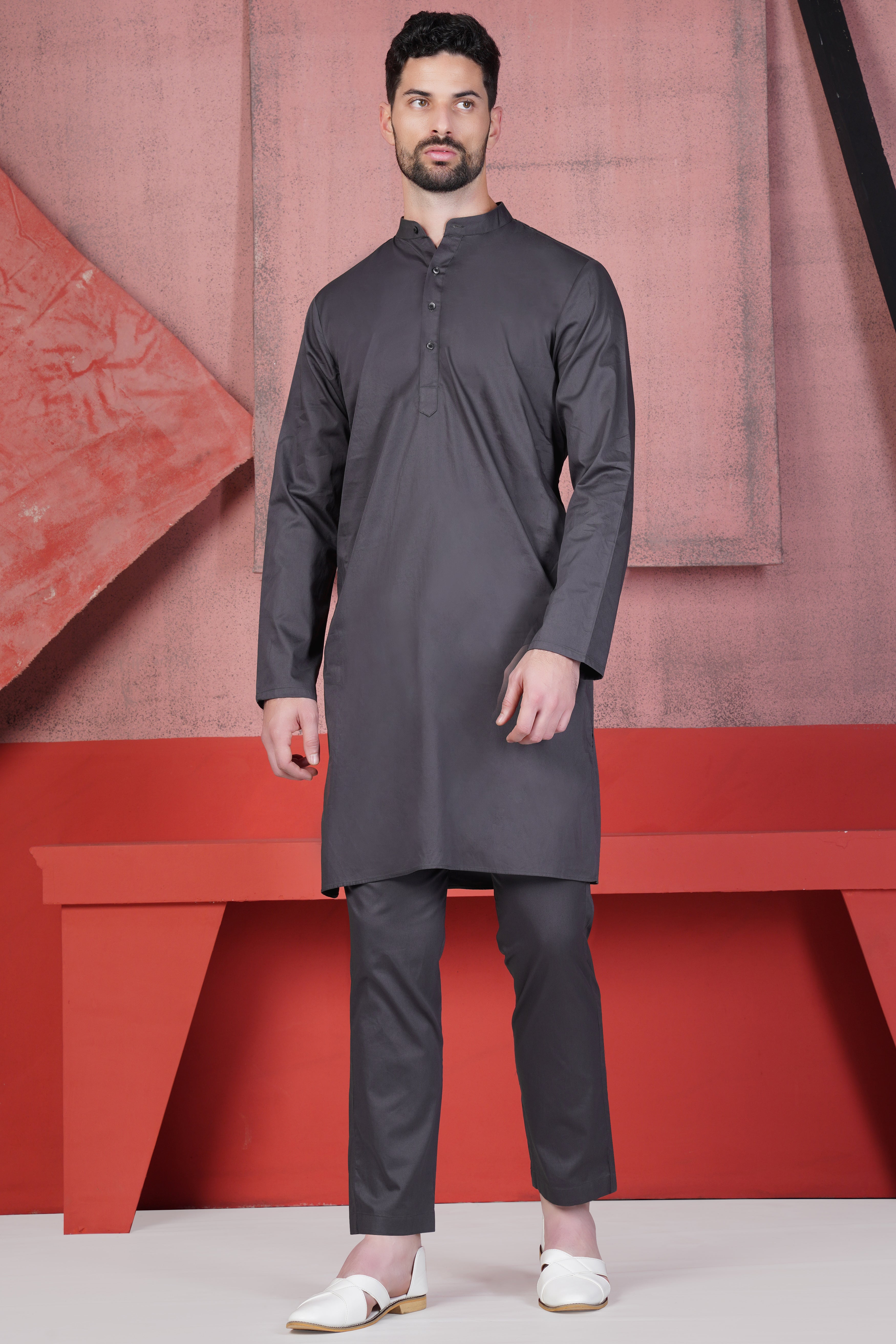 Jade Black Subtle Sheen Super Soft Premium Cotton Kurta Old-115