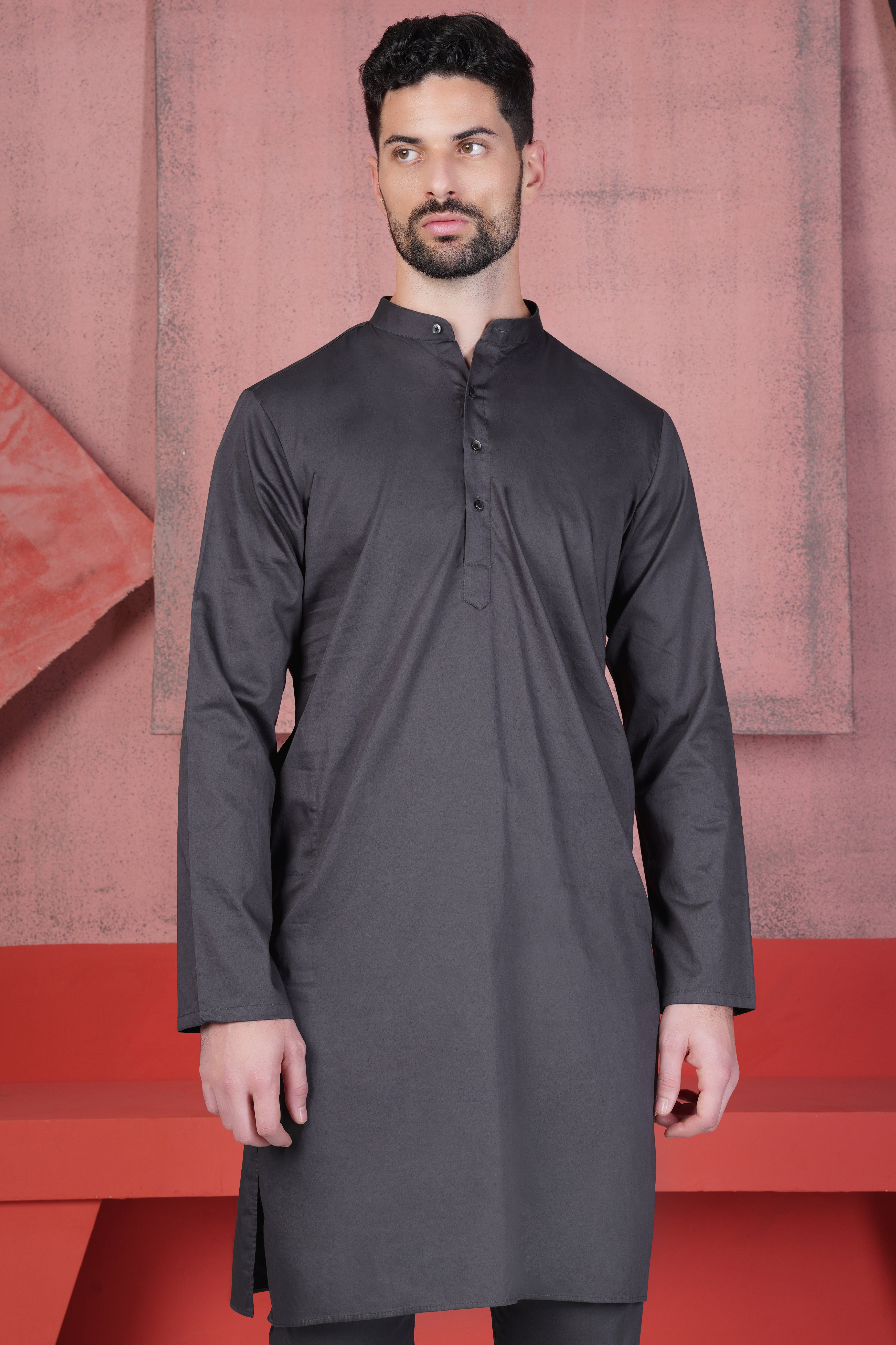 Jade Black Subtle Sheen Super Soft Premium Cotton Kurta Old-115