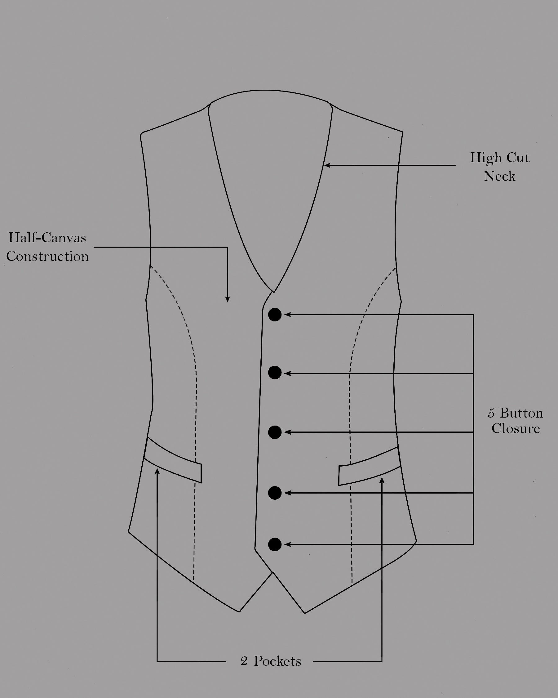 Khaki Brown Textured Waistcoat