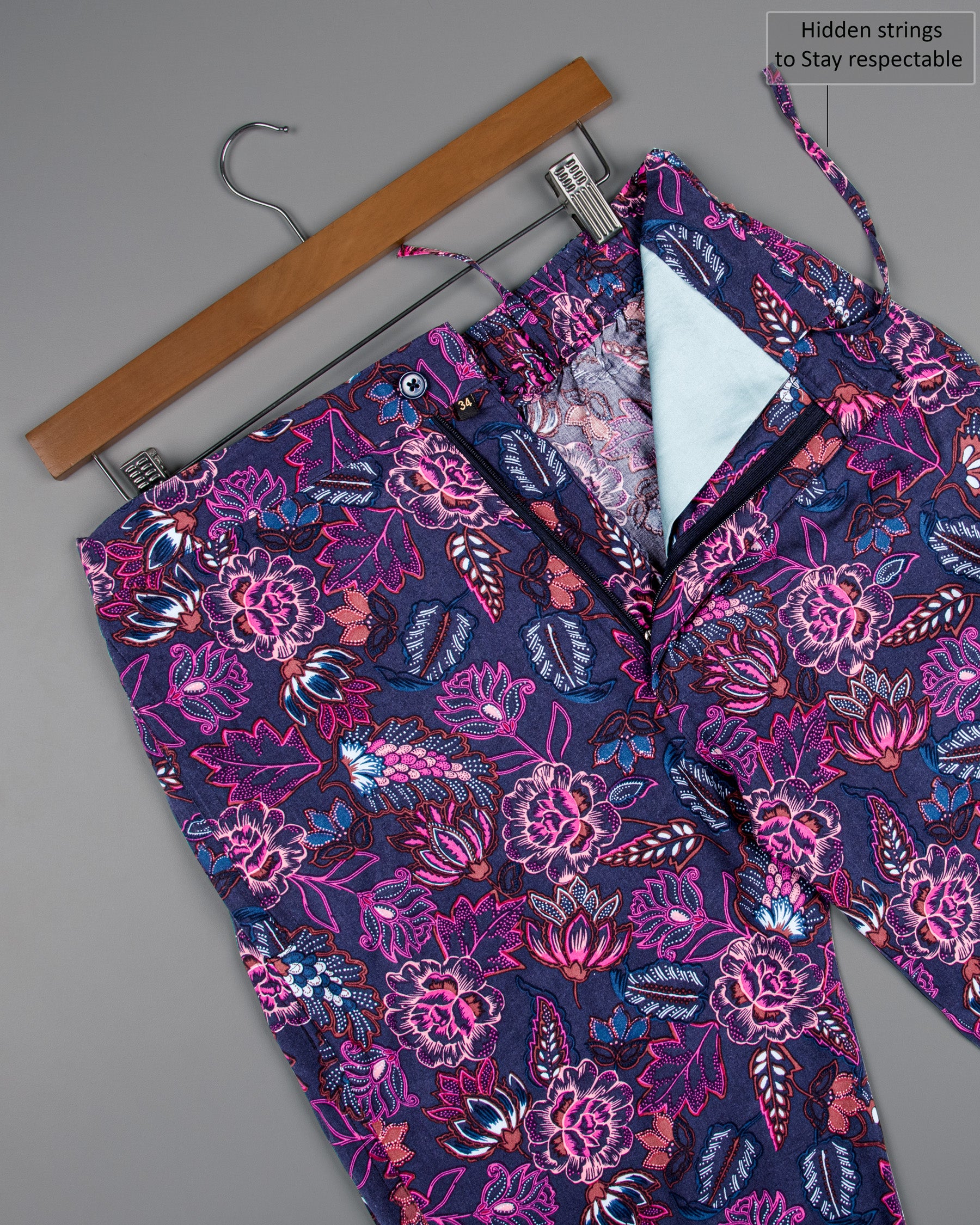 Rhino Blue Floral Printed Premium Tencel Lounge Pant LP150-28, LP150-30, LP150-32, LP150-34, LP150-36, LP150-38, LP150-40, LP150-42, LP150-44