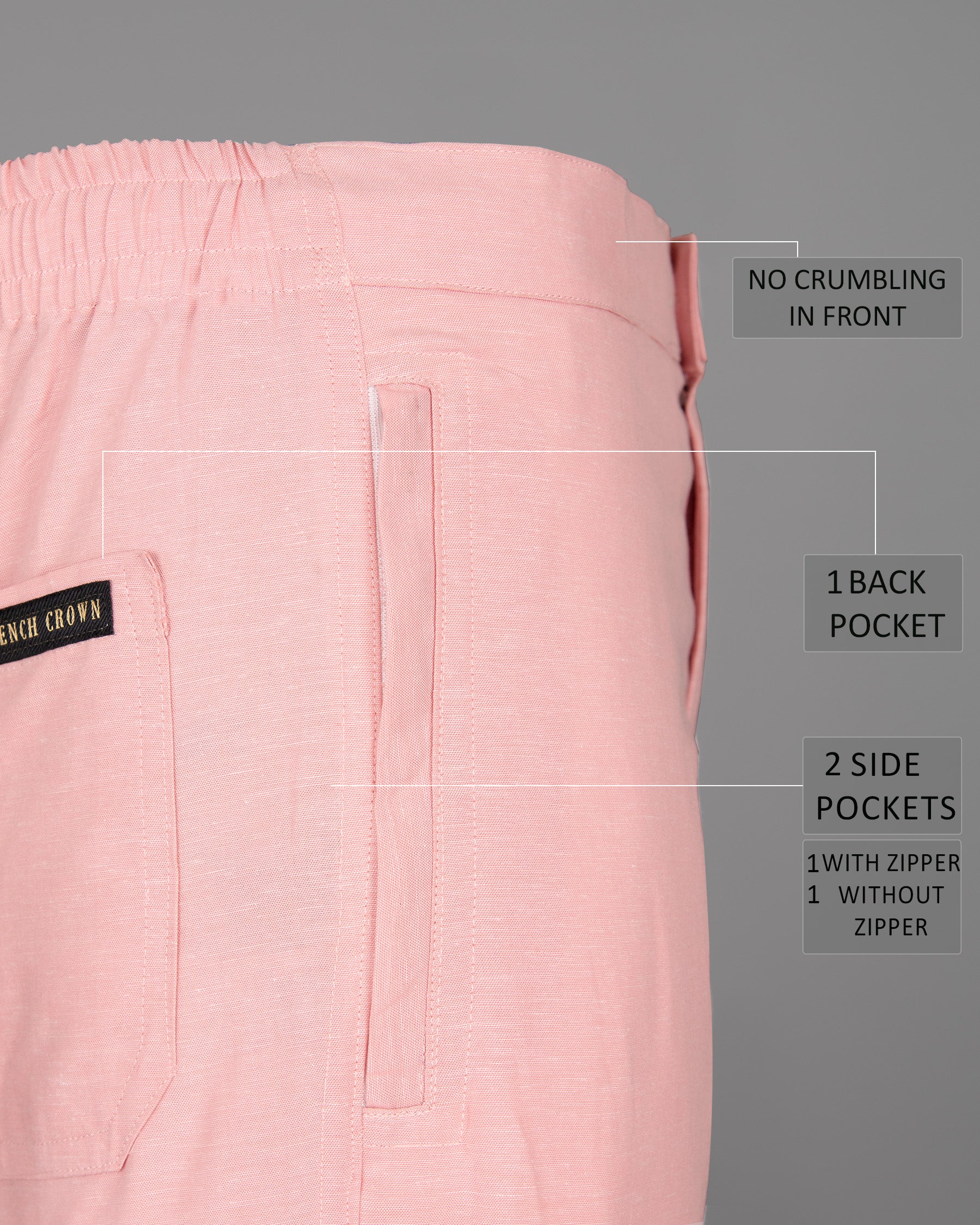 Rose Bud Pink Luxurious Linen Lounge Pant LP154-28, LP154-30, LP154-32, LP154-34, LP154-36, LP154-38, LP154-40, LP154-42, LP154-44