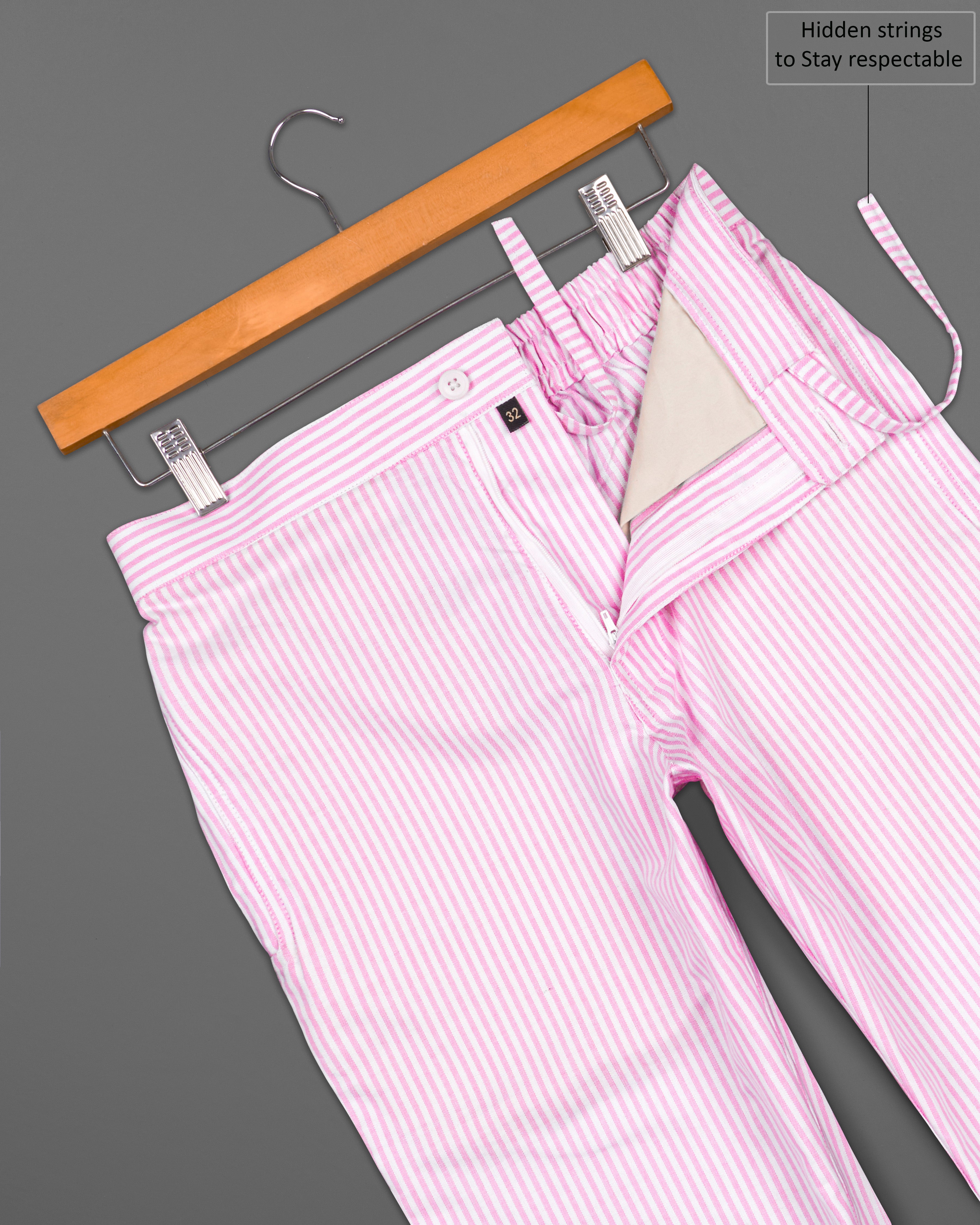 Cherub Pink with White Striped Oxford Lounge Pants LP193-28, LP193-30, LP193-32, LP193-34, LP193-36, LP193-38, LP193-40, LP193-42, LP193-44