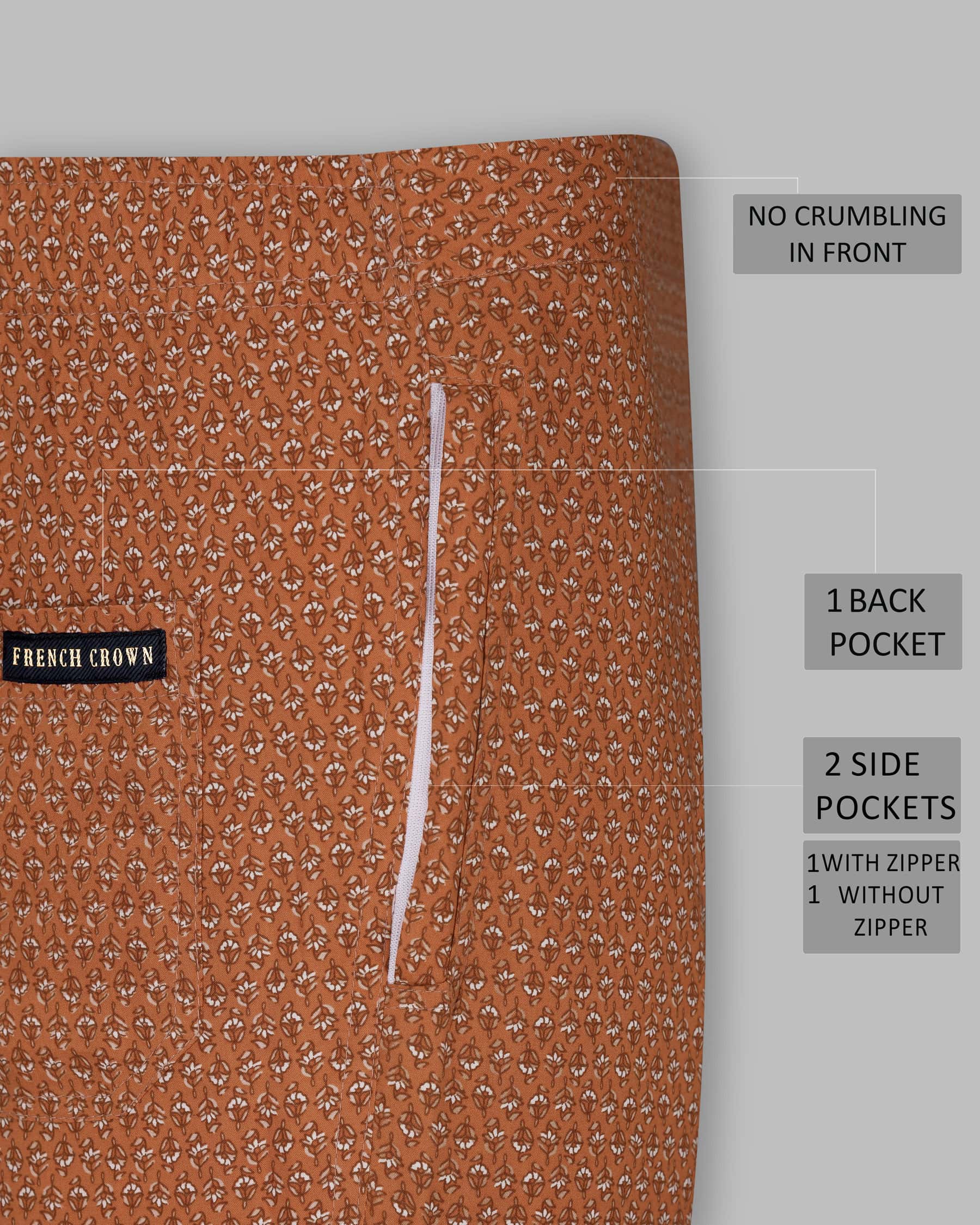 Raw Sienna Flowers Printed Premium Tencel Lounge Pant LP137-28, LP137-30, LP137-32, LP137-34, LP137-36, LP137-38, LP137-40, LP137-42, LP137-44