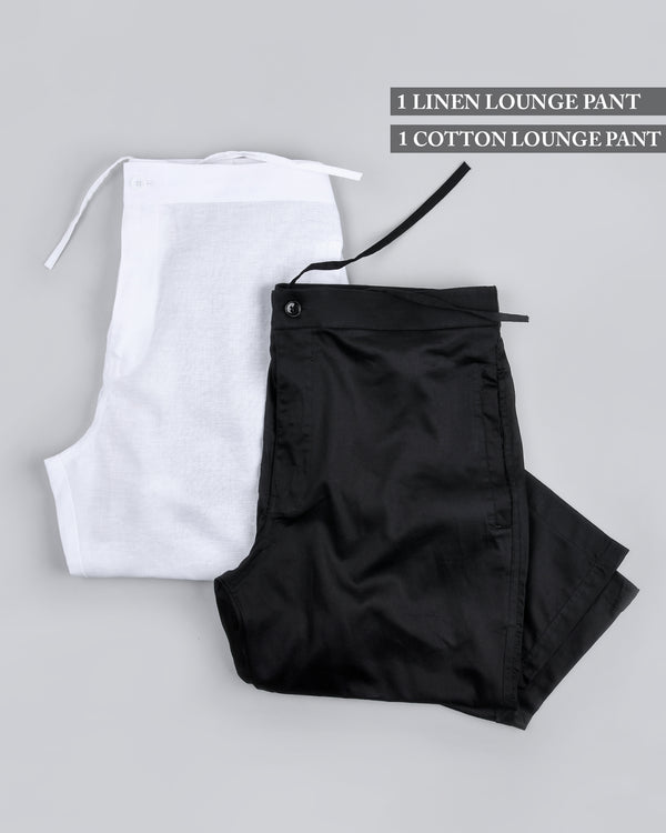One white Linen and One Black Cotton Lounge Pants LP015-28, LP015-32, LP015-36, LP015-30, LP015-40, LP015-44, LP015-34, LP015-38, LP015-42