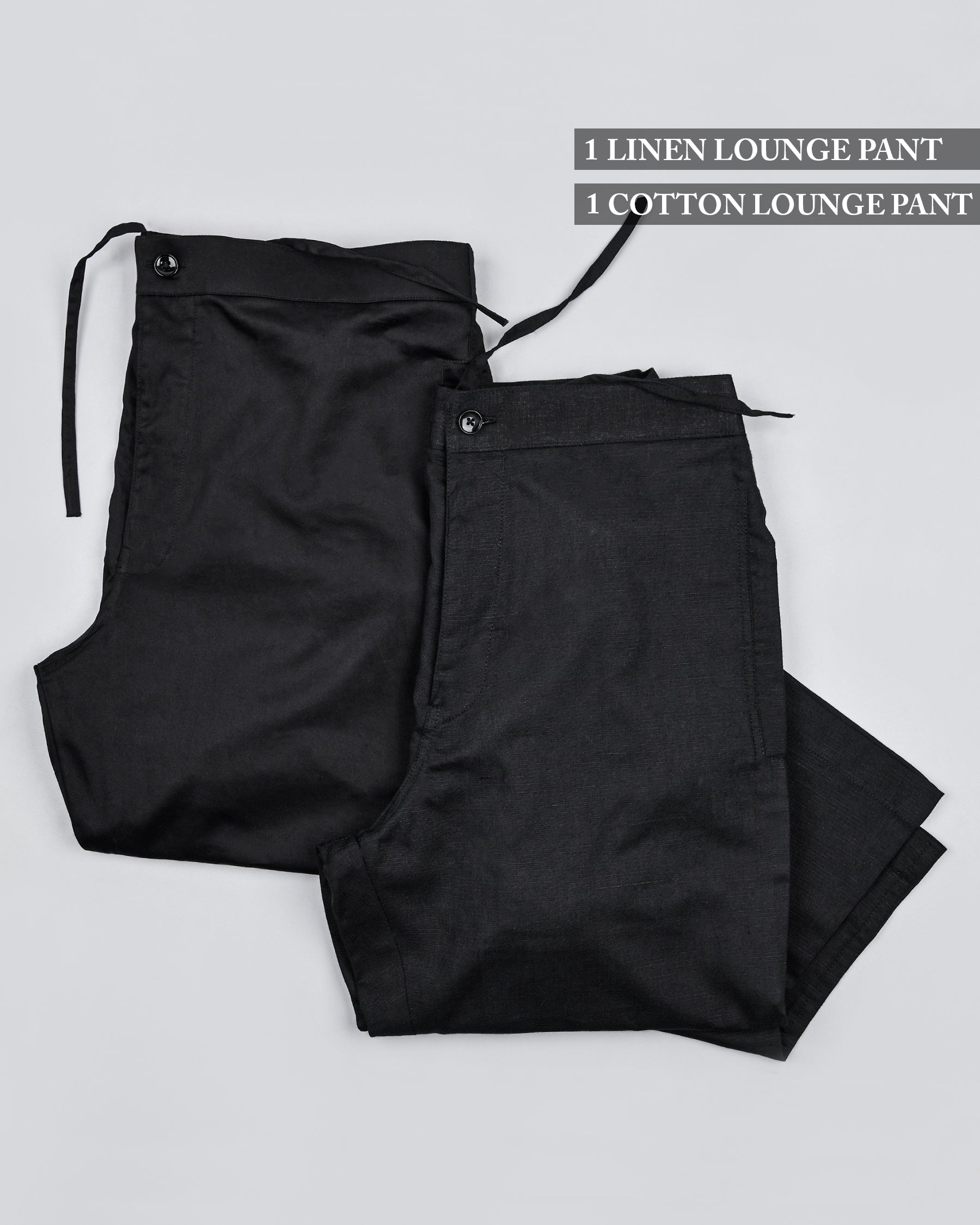 One Black Linen and One Black Cotton Lounge Pants LP017-42, LP017-28, LP017-32, LP017-40, LP017-36, LP017-38, LP017-44, LP017-30, LP017-34