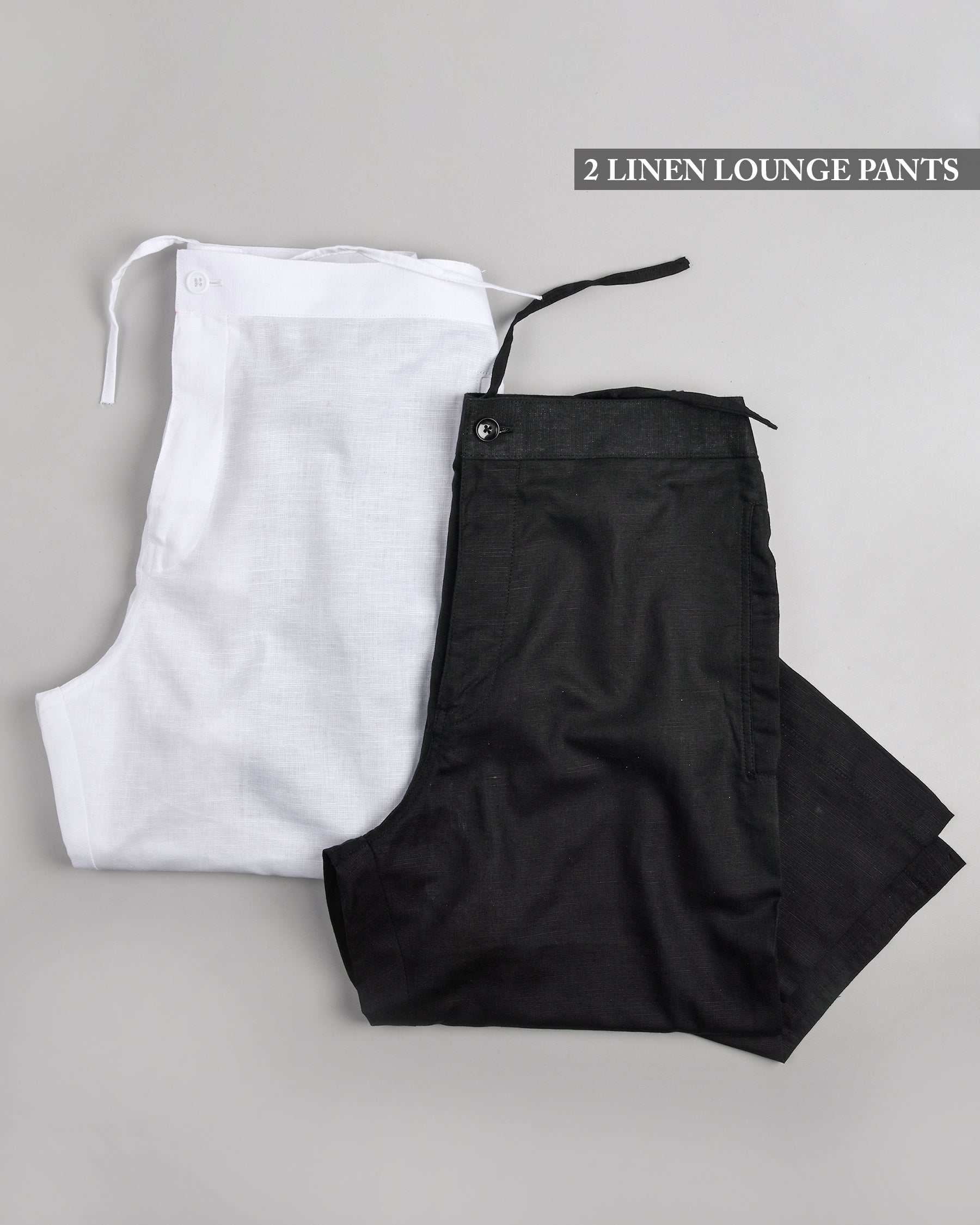 Black and White Premium Linen Lounge Pants LP077-32, LP077-44, LP077-38, LP077-30, LP077-34, LP077-42, LP077-28, LP077-40, LP077-36