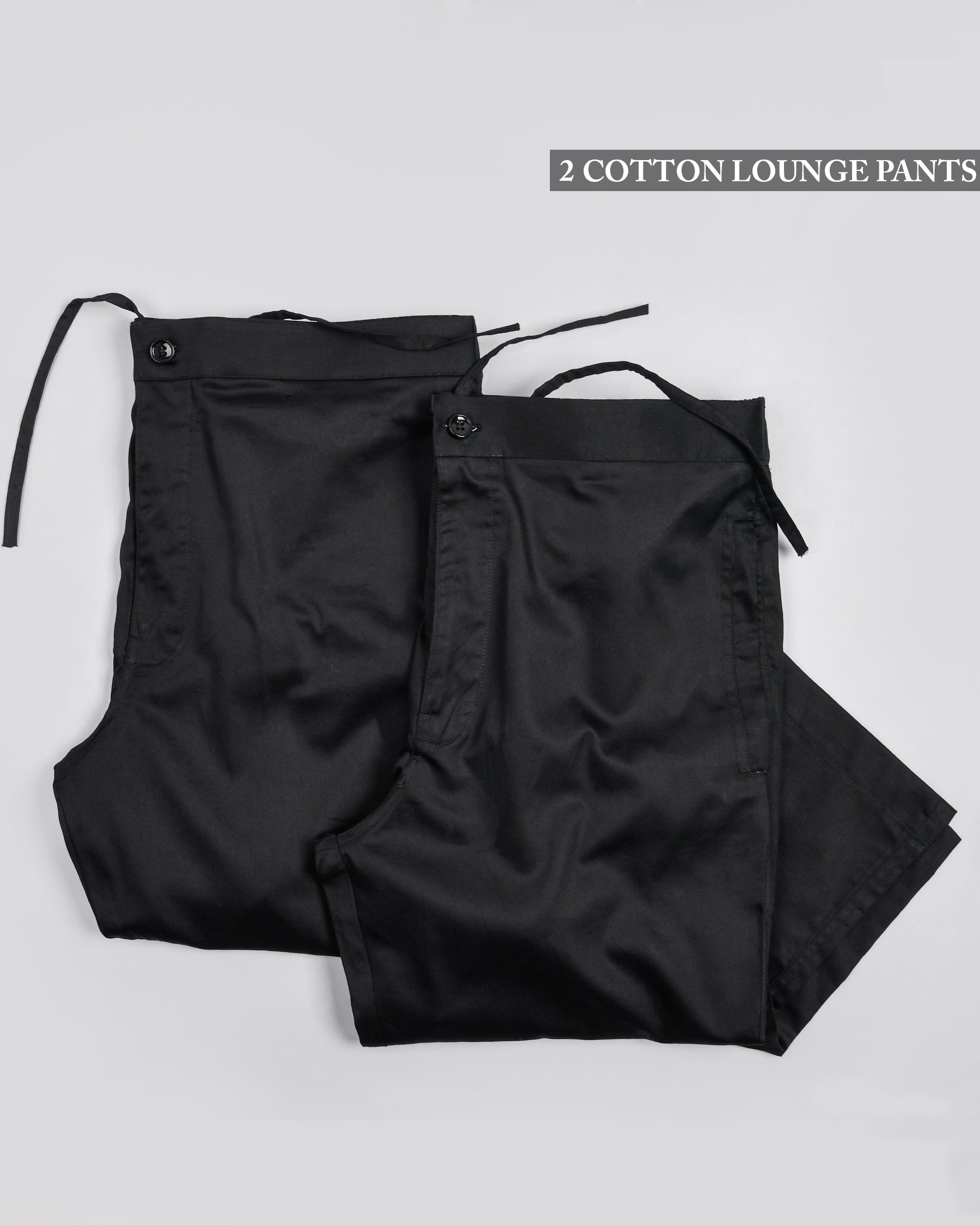 Two Black Premium Cotton Lounge Pants LP082-32, LP082-40, LP082-44, LP082-36, LP082-34, LP082-30, LP082-38, LP082-28, LP082-42