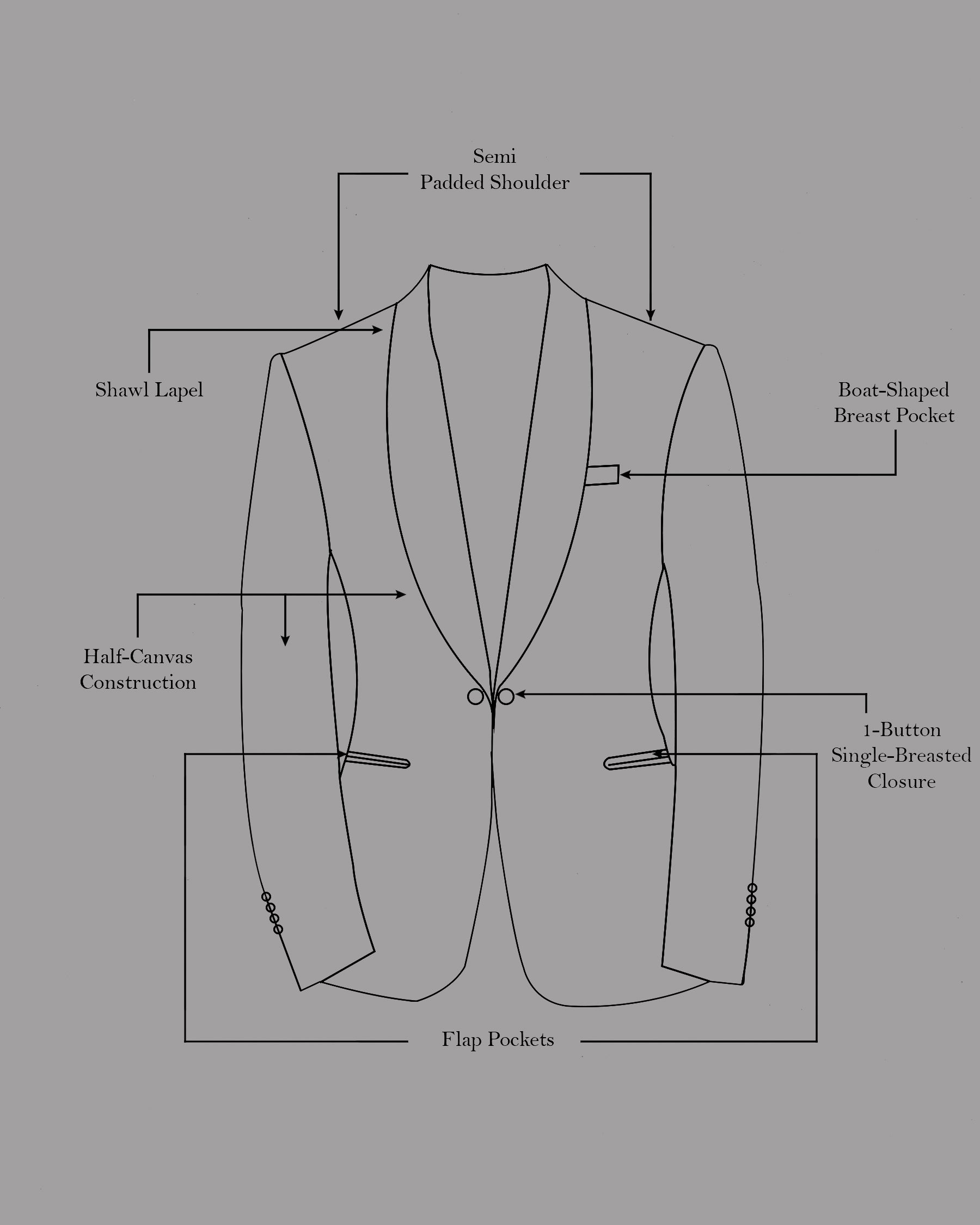 Ebony Clay Navy Blue Tuxedo Suit