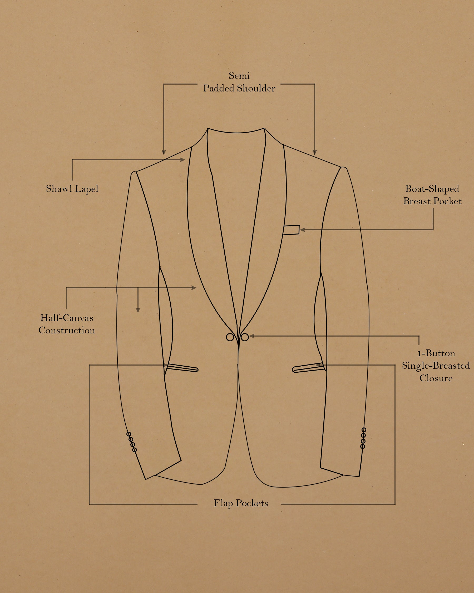 Camel Velvet Designer Tuxedo Blazers