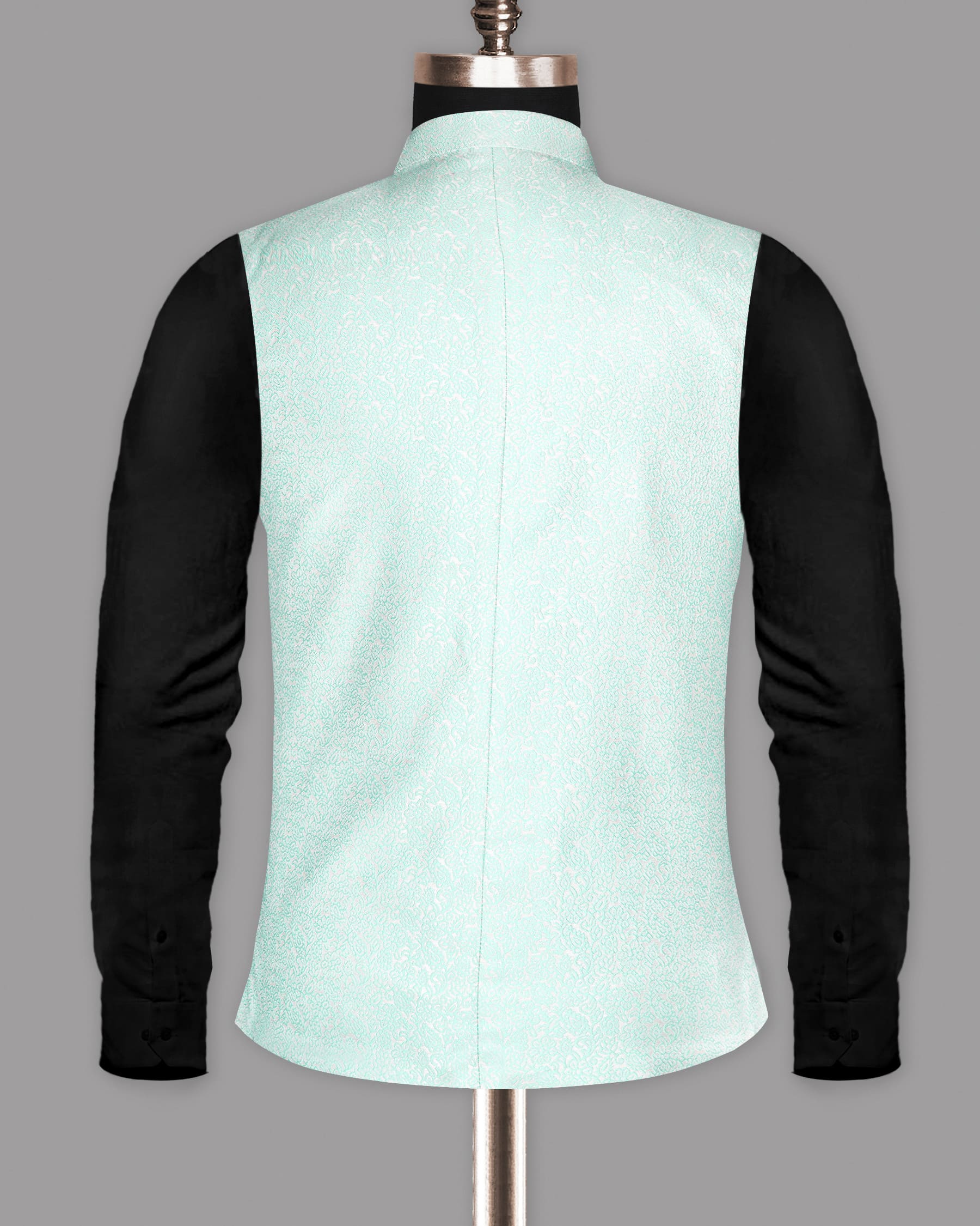 Sky with Tonal Paisleys Jacquard Designer Nehru Jacket