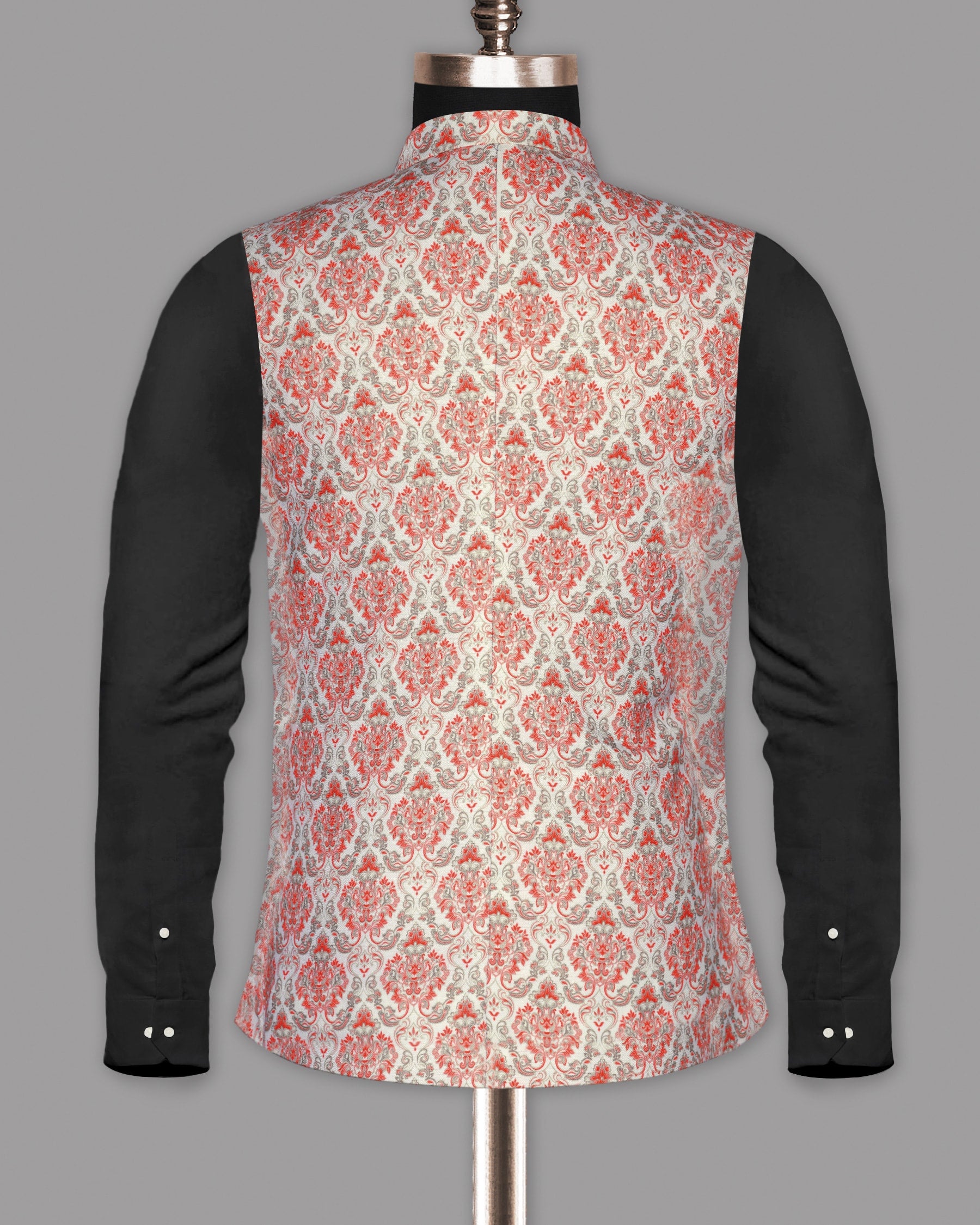 Peach with Olive Ancient Fort Art Print Premium Designer Nehru Jacket