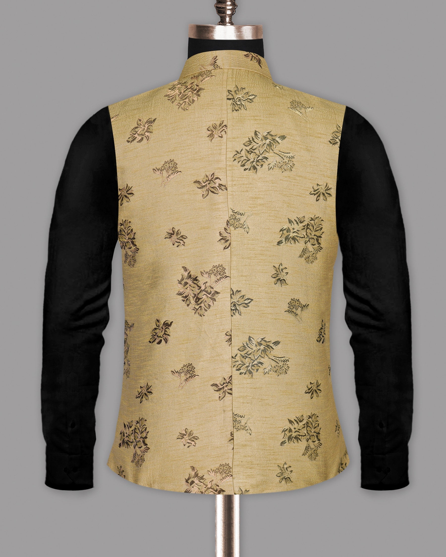 Peanut Brown Motif Jacquard Premium Designer Nehru Jacket