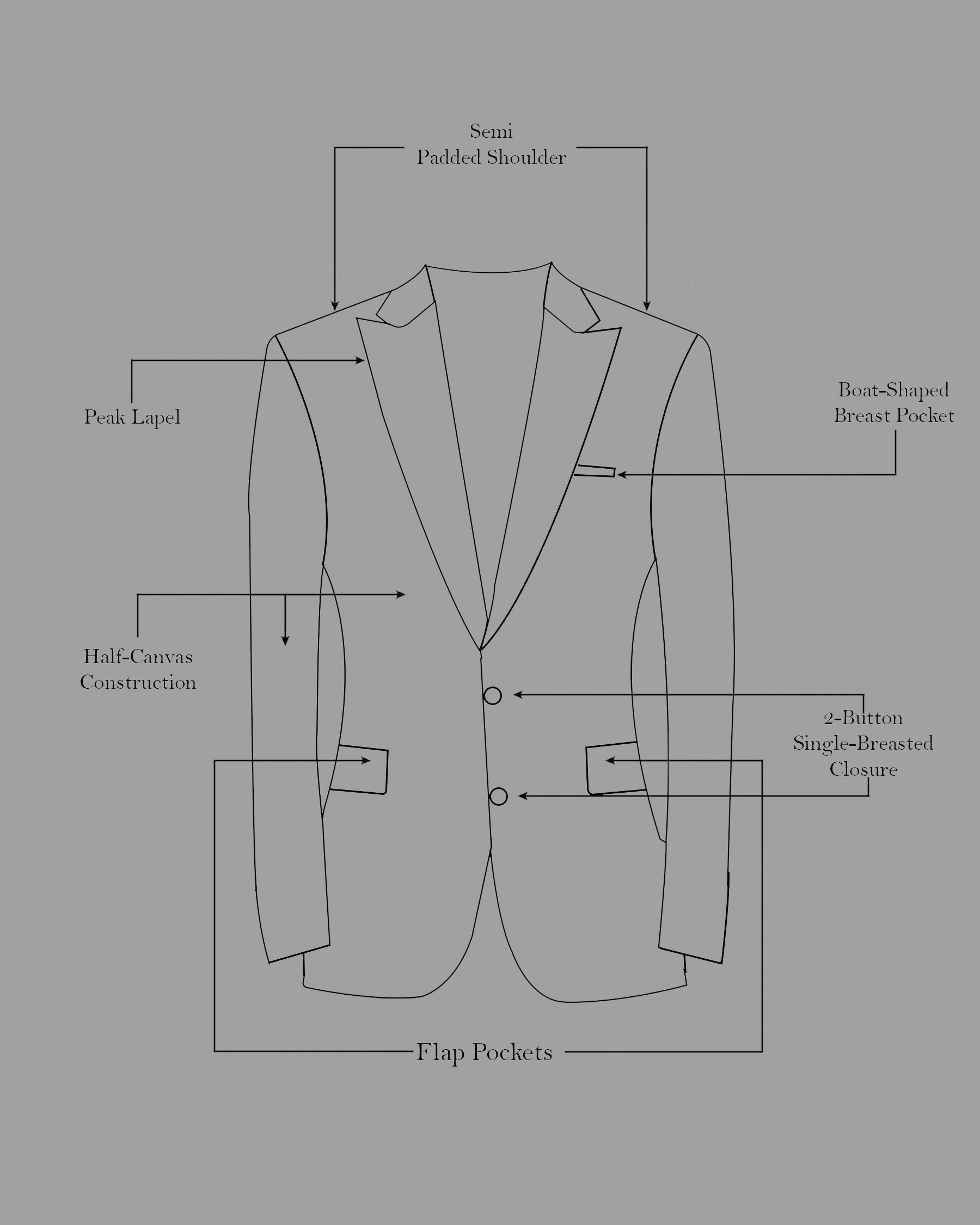 Noirex-Korean Black ( The Best Black We Have ) with Gray 4-Way Stretch Single Breasted Designer Suit