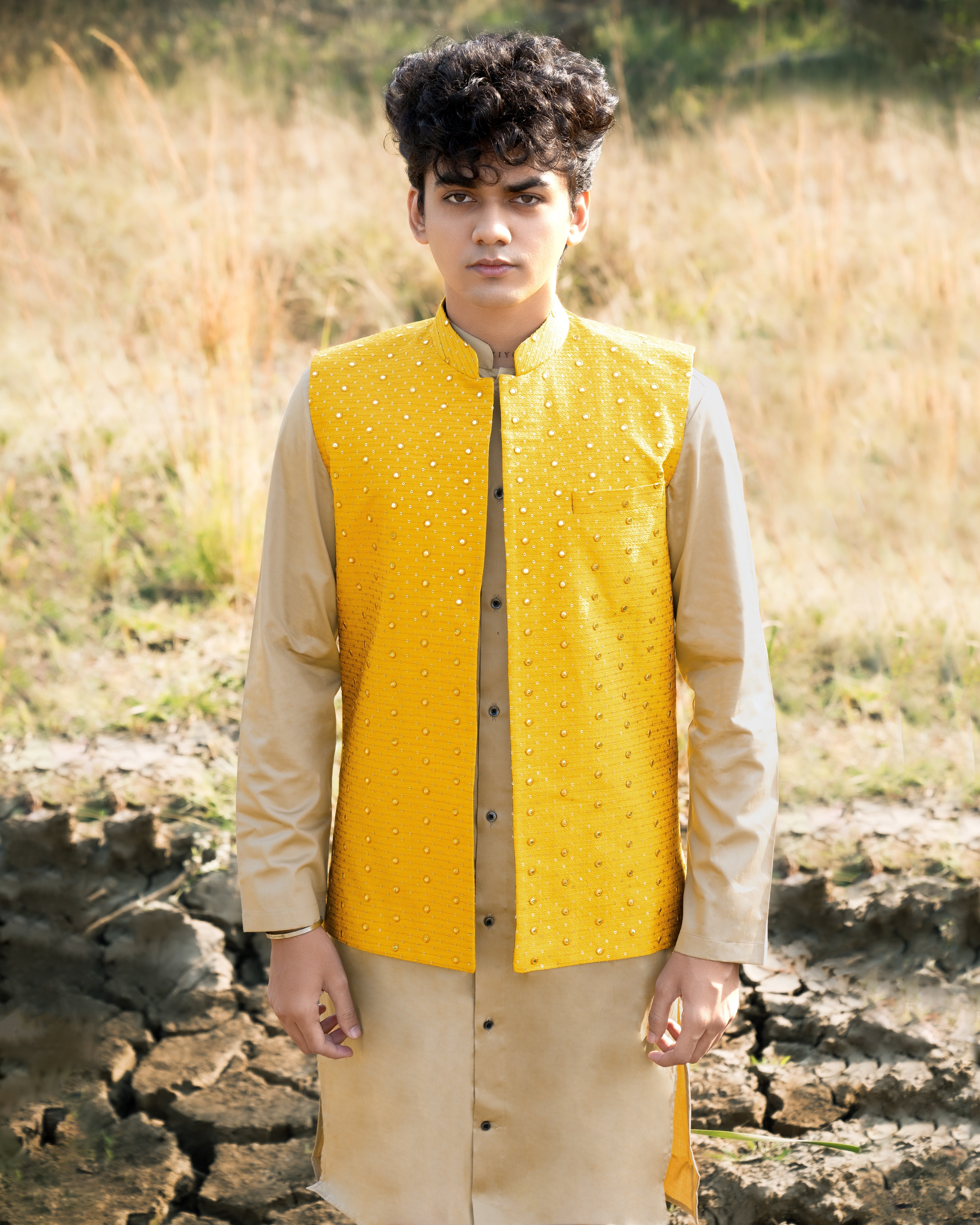 Sunglow Yellow Sleeveless Mirror Embodied Jacket with Kurta, Pajama set SH004-SRW17-36, SH004-SRW17-38, SH004-SRW17-40, SH004-SRW17-42, SH004-SRW17-44, SH004-SRW17-46, SH004-SRW17-48, SH004-SRW17-50, SH004-SRW17-52, SH004-SRW17-54, SH004-SRW17-56, SH004-SRW17-58, SH004-SRW17-60