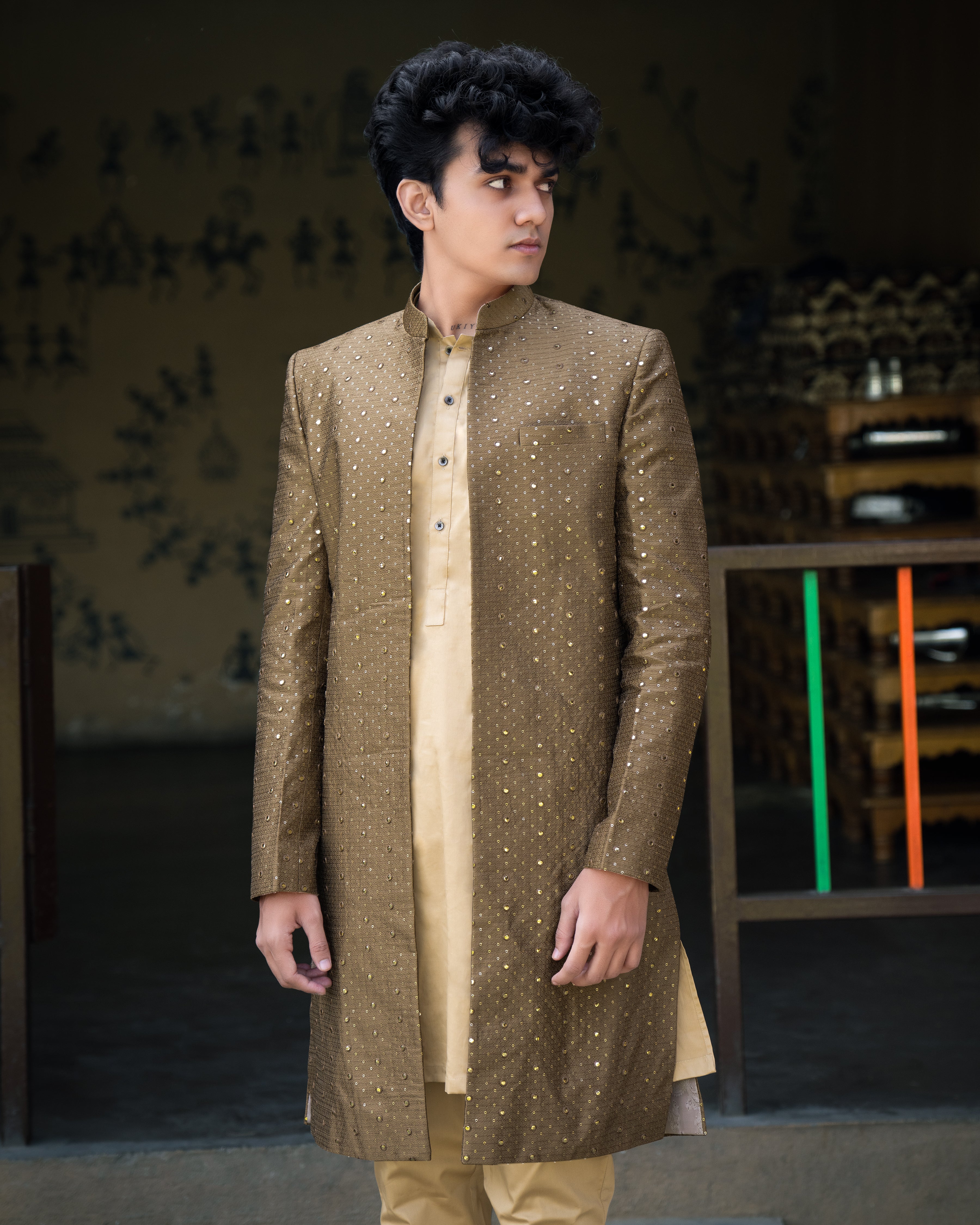 Dark Taube Brown Sherwani Jacket SHR015-SRW13-36, SHR015-SRW13-38, SHR015-SRW13-40, SHR015-SRW13-42, SHR015-SRW13-44, SHR015-SRW13-46, SHR015-SRW13-48, SHR015-SRW13-50, SHR015-SRW13-52, SHR015-SRW13-54, SHR015-SRW13-56, SHR015-SRW13-58, SHR015-SRW13-60