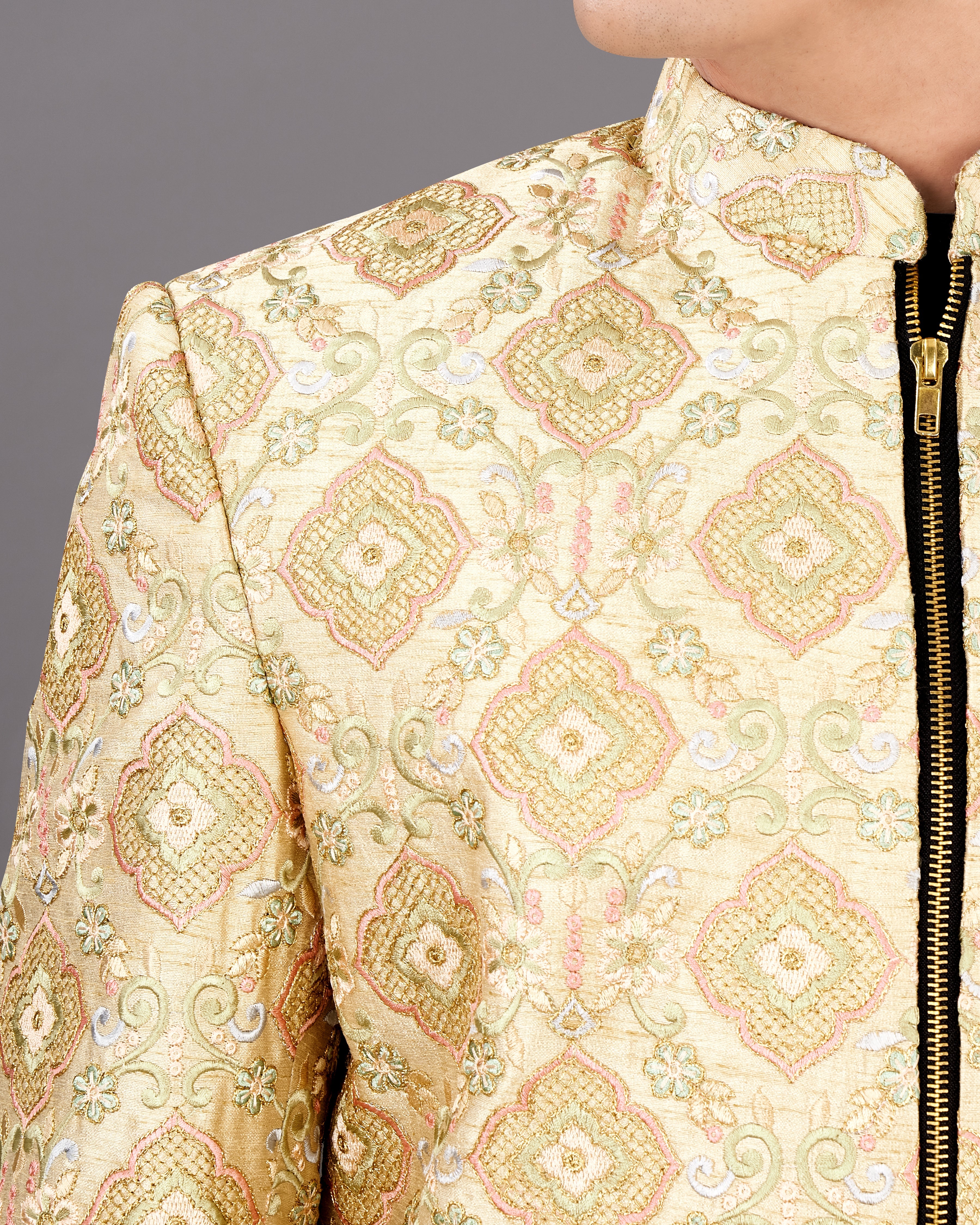 Navajo Brown with Oyster Peach and Sequence Embroidered Sherwani with Kurta and Pyjama Set SHR023-SRW10-36, SHR023-SRW10-38, SHR023-SRW10-40, SHR023-SRW10-42, SHR023-SRW10-44, SHR023-SRW10-46, SHR023-SRW10-48, SHR023-SRW10-50, SHR023-SRW10-52, SHR023-SRW10-54, SHR023-SRW10-56, SHR023-SRW10-58, SHR023-SRW10-60