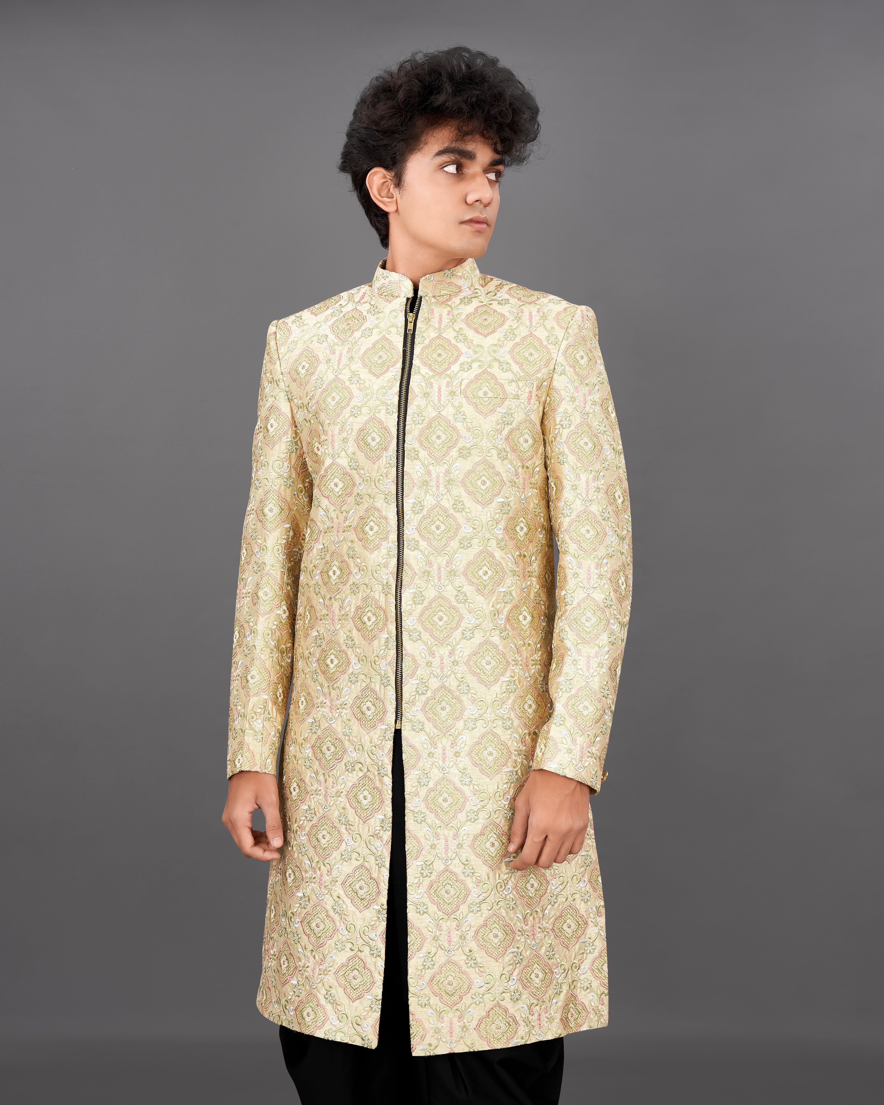 Navajo Brown with Oyster Peach and Sequence Embroidered Sherwani with Kurta and Dhoti Set SH023-SRW10-36, SH023-SRW10-38, SH023-SRW10-40, SH023-SRW10-42, SH023-SRW10-44, SH023-SRW10-46, SH023-SRW10-48, SH023-SRW10-50, SH023-SRW10-52, SH023-SRW10-54, SH023-SRW10-56, SH023-SRW10-58, SH023-SRW10-60