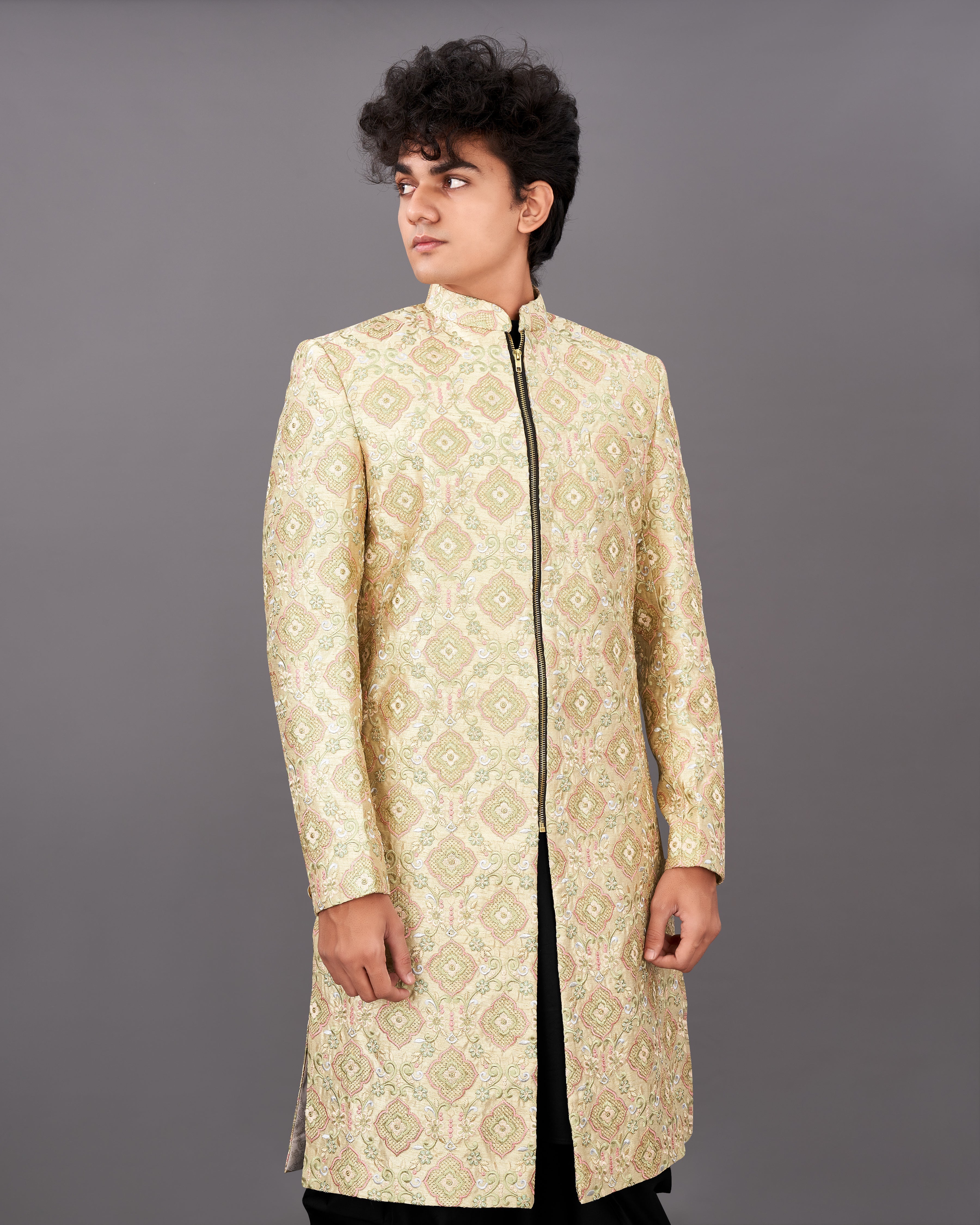 Navajo Brown with Oyster Peach and Sequence Embroidered Sherwani with Kurta and Dhoti Set SH023-SRW10-36, SH023-SRW10-38, SH023-SRW10-40, SH023-SRW10-42, SH023-SRW10-44, SH023-SRW10-46, SH023-SRW10-48, SH023-SRW10-50, SH023-SRW10-52, SH023-SRW10-54, SH023-SRW10-56, SH023-SRW10-58, SH023-SRW10-60