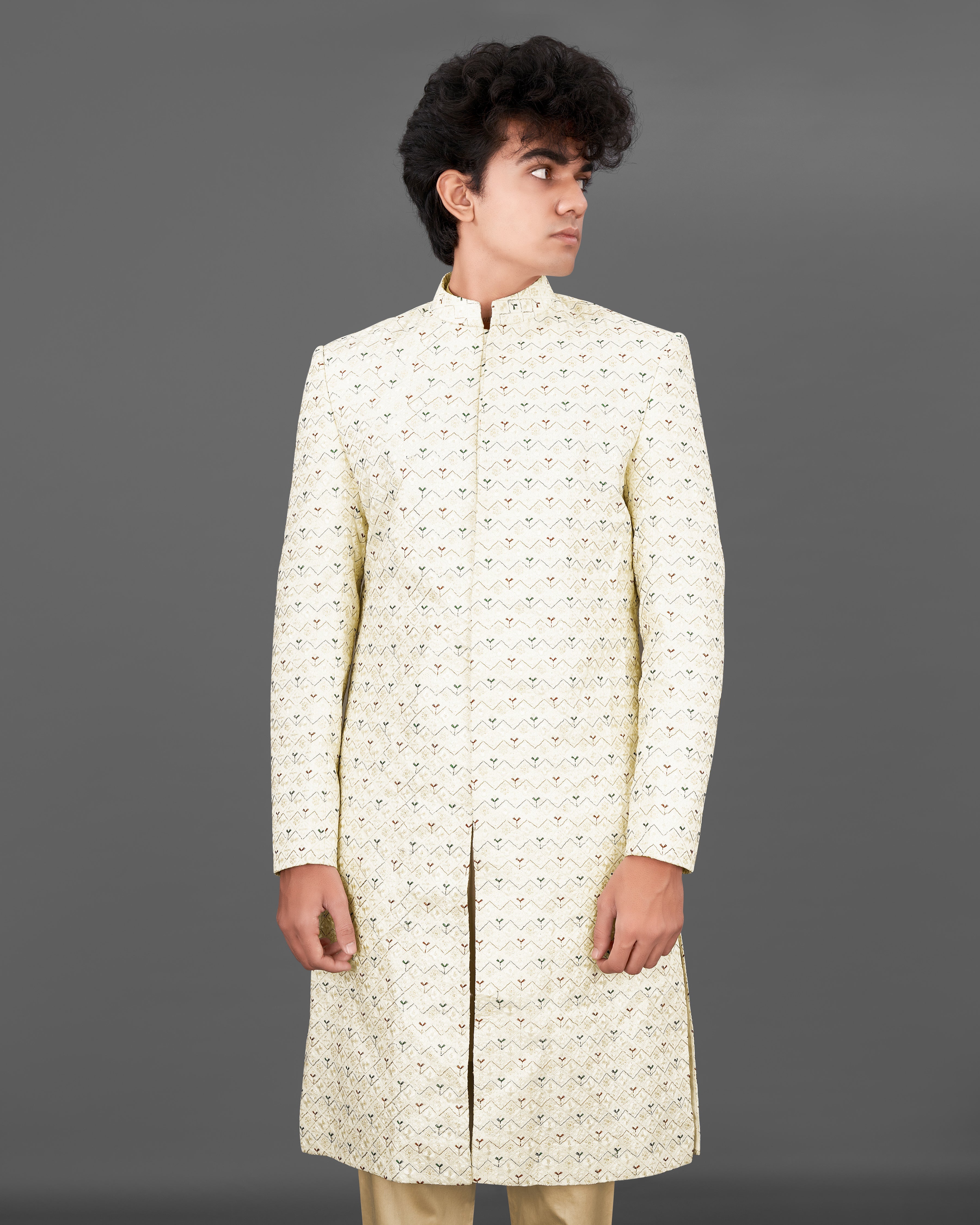 Fantasy Cream Embroidered Sherwani with Kurta and Pants Set SHR029-SRW30-36, SHR029-SRW30-38, SHR029-SRW30-40, SHR029-SRW30-42, SHR029-SRW30-44, SHR029-SRW30-46, SHR029-SRW30-48, SHR029-SRW30-50, SHR029-SRW30-52, SHR029-SRW30-54, SHR029-SRW30-56, SHR029-SRW30-58, SHR029-SRW30-60