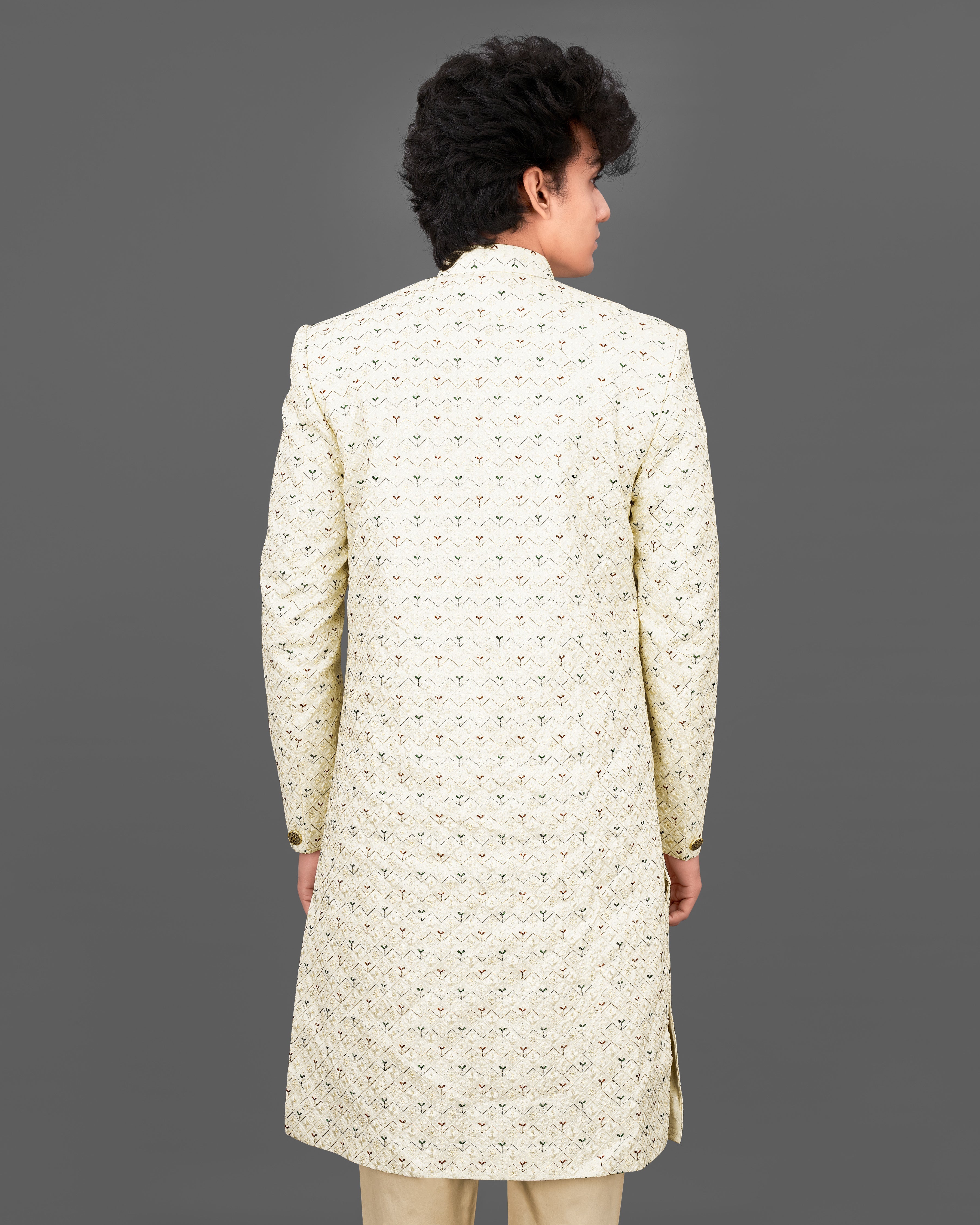 Fantasy Cream Embroidered Sherwani with Kurta and Pants Set SHR029-SRW30-36, SHR029-SRW30-38, SHR029-SRW30-40, SHR029-SRW30-42, SHR029-SRW30-44, SHR029-SRW30-46, SHR029-SRW30-48, SHR029-SRW30-50, SHR029-SRW30-52, SHR029-SRW30-54, SHR029-SRW30-56, SHR029-SRW30-58, SHR029-SRW30-60