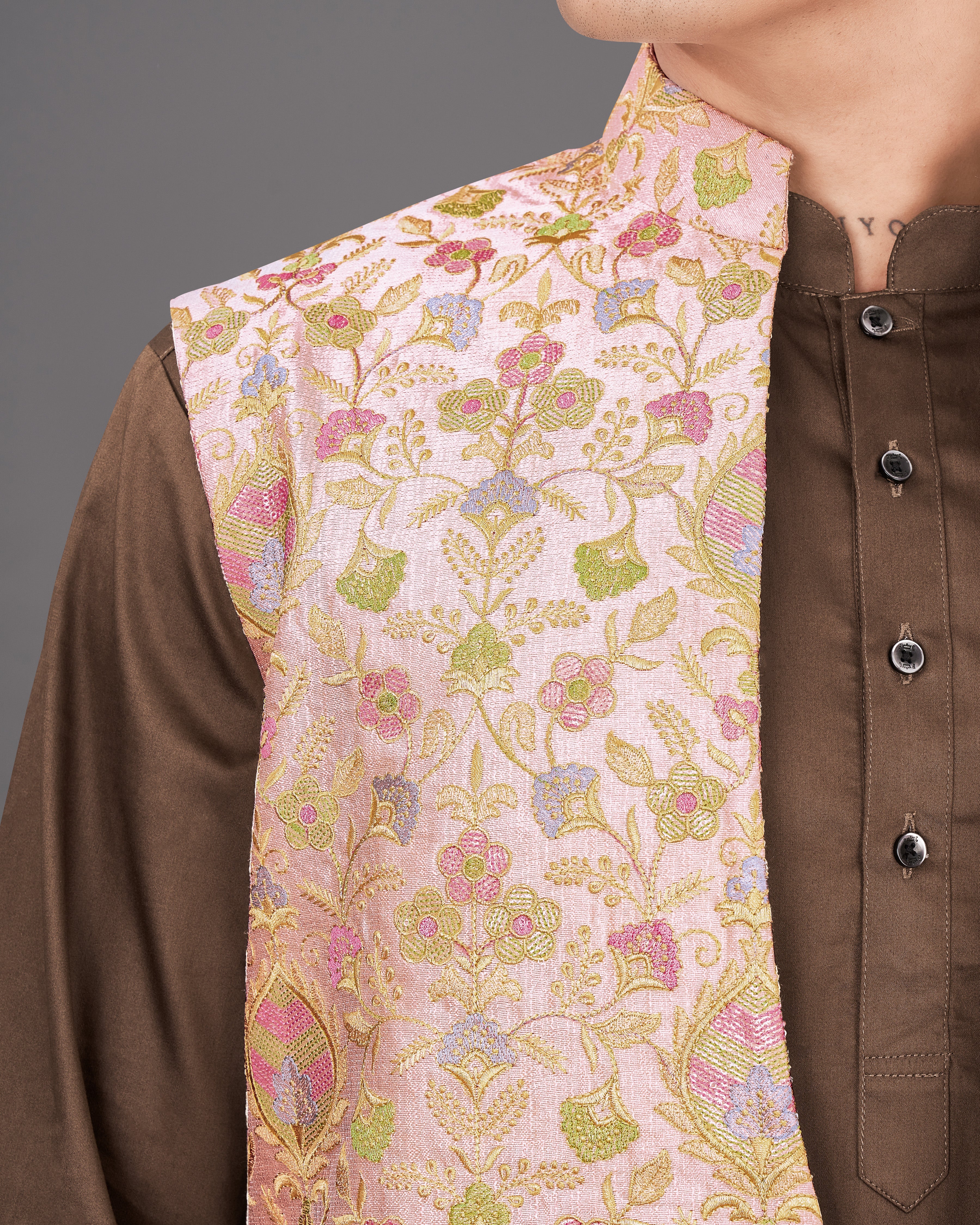 Mandys Peach Embroidered Sleeveless Indo-Western with Kurta and Pants Set SH038-SRW28-36, SH038-SRW28-38, SH038-SRW28-40, SH038-SRW28-42, SH038-SRW28-44, SH038-SRW28-46, SH038-SRW28-48, SH038-SRW28-50, SH038-SRW28-52, SH038-SRW28-54, SH038-SRW28-56, SH038-SRW28-58, SH038-SRW28-60 