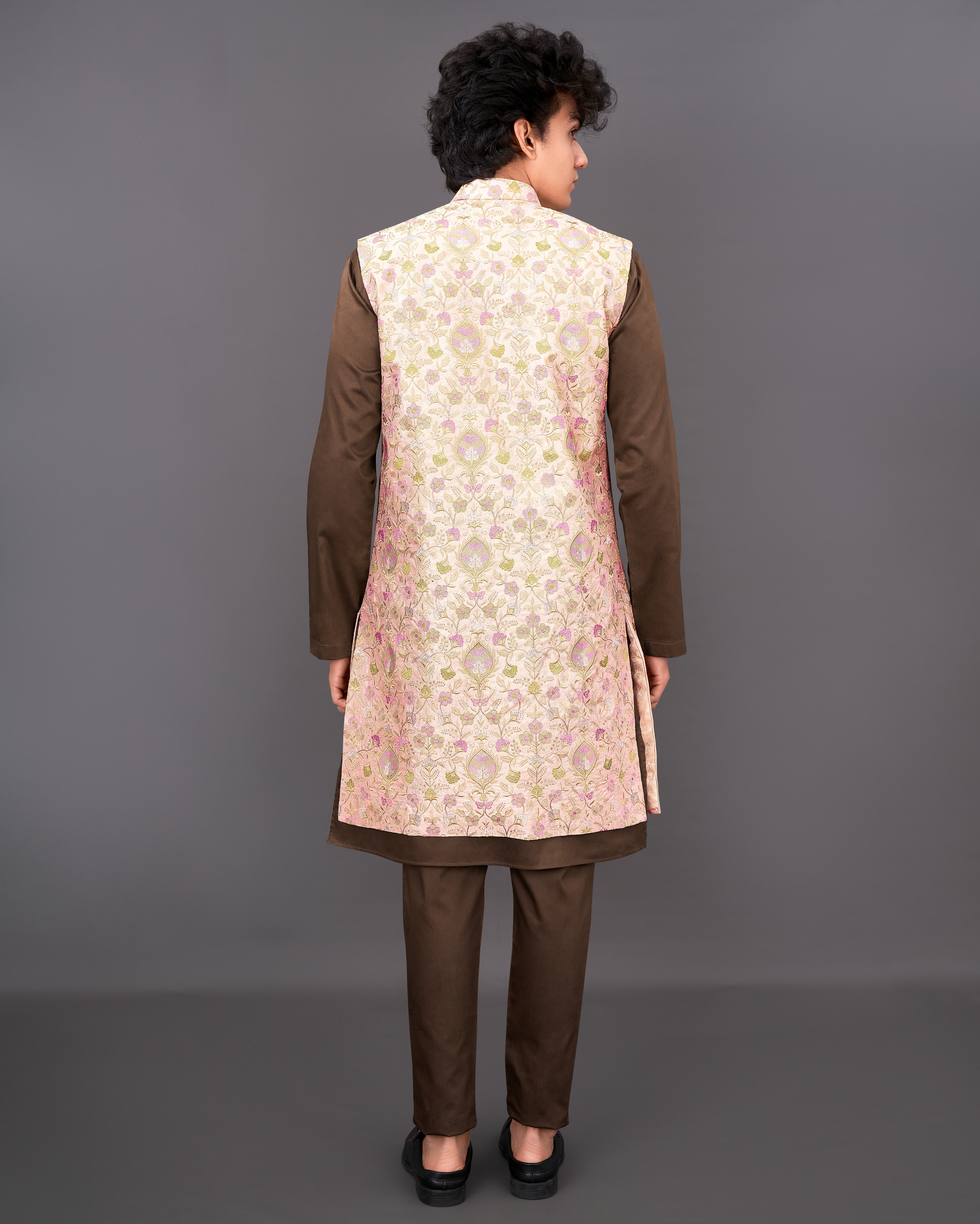 Mandys Peach Embroidered Sleeveless Indo-Western with Kurta and Pants Set SH038-SRW28-36, SH038-SRW28-38, SH038-SRW28-40, SH038-SRW28-42, SH038-SRW28-44, SH038-SRW28-46, SH038-SRW28-48, SH038-SRW28-50, SH038-SRW28-52, SH038-SRW28-54, SH038-SRW28-56, SH038-SRW28-58, SH038-SRW28-60 