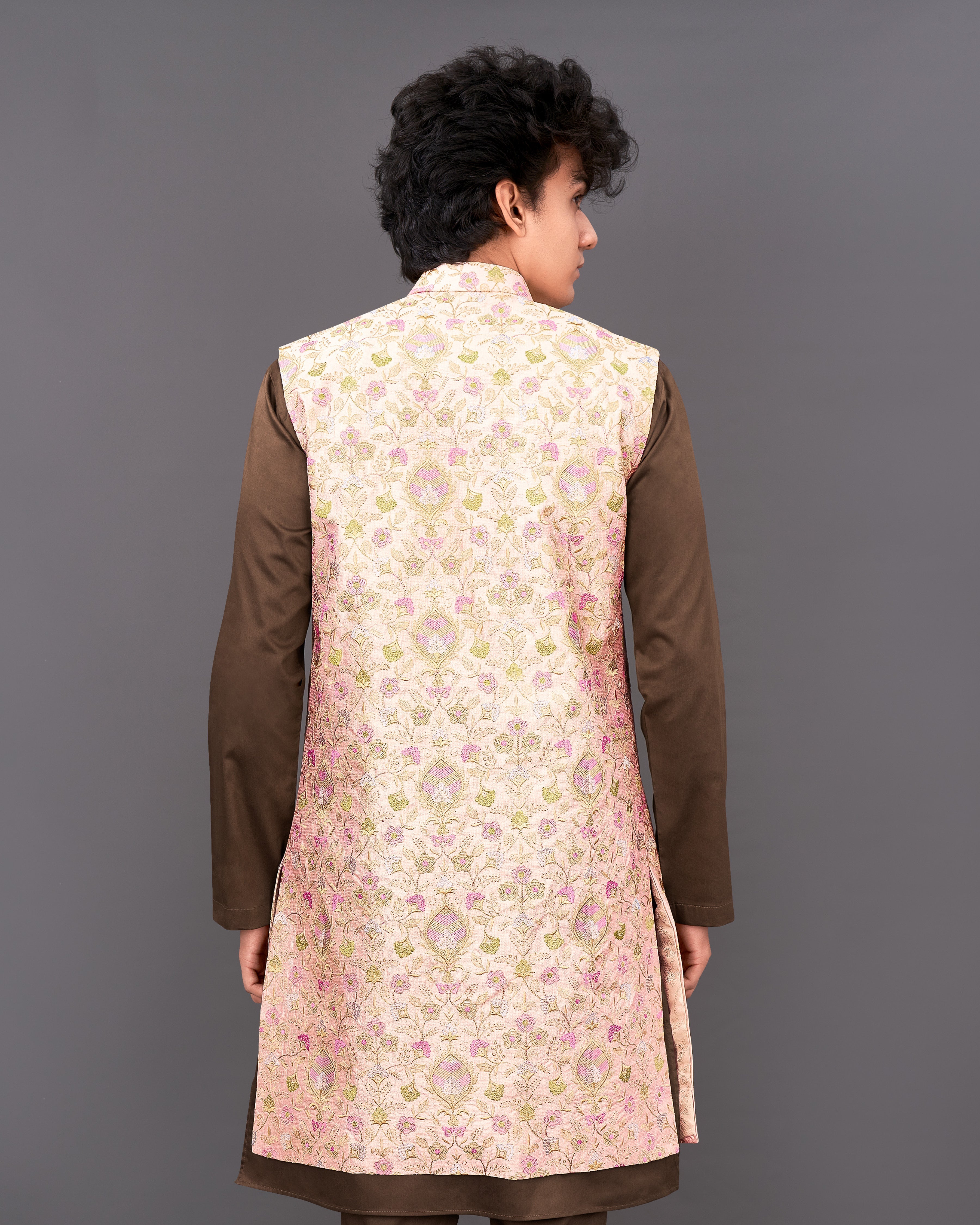 Mandys Peach Embroidered Sleeveless Indo-Western with Kurta and Pants Set SH038-SRW28-36, SH038-SRW28-38, SH038-SRW28-40, SH038-SRW28-42, SH038-SRW28-44, SH038-SRW28-46, SH038-SRW28-48, SH038-SRW28-50, SH038-SRW28-52, SH038-SRW28-54, SH038-SRW28-56, SH038-SRW28-58, SH038-SRW28-60 