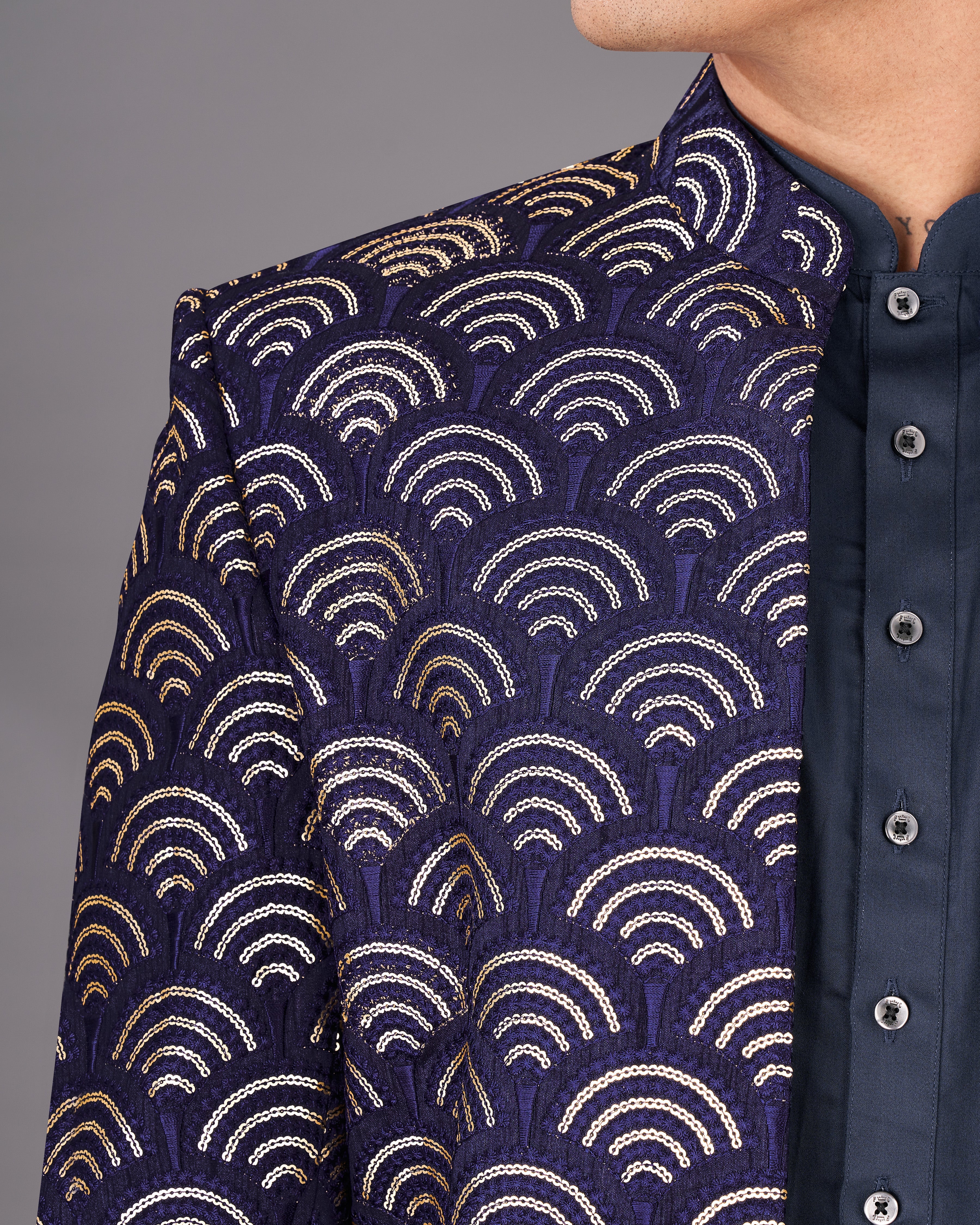 Baltic Sea Blue Sequence Embroidered  Sherwani with Kurta and Pants Set SHR041-SRW29-36, SHR041-SRW29-38, SHR041-SRW29-40, SHR041-SRW29-42, SHR041-SRW29-44, SHR041-SRW29-46, SHR041-SRW29-48, SHR041-SRW29-50, SHR041-SRW29-52, SHR041-SRW29-54, SHR041-SRW29-56, SHR041-SRW29-58, SHR041-SRW29-60