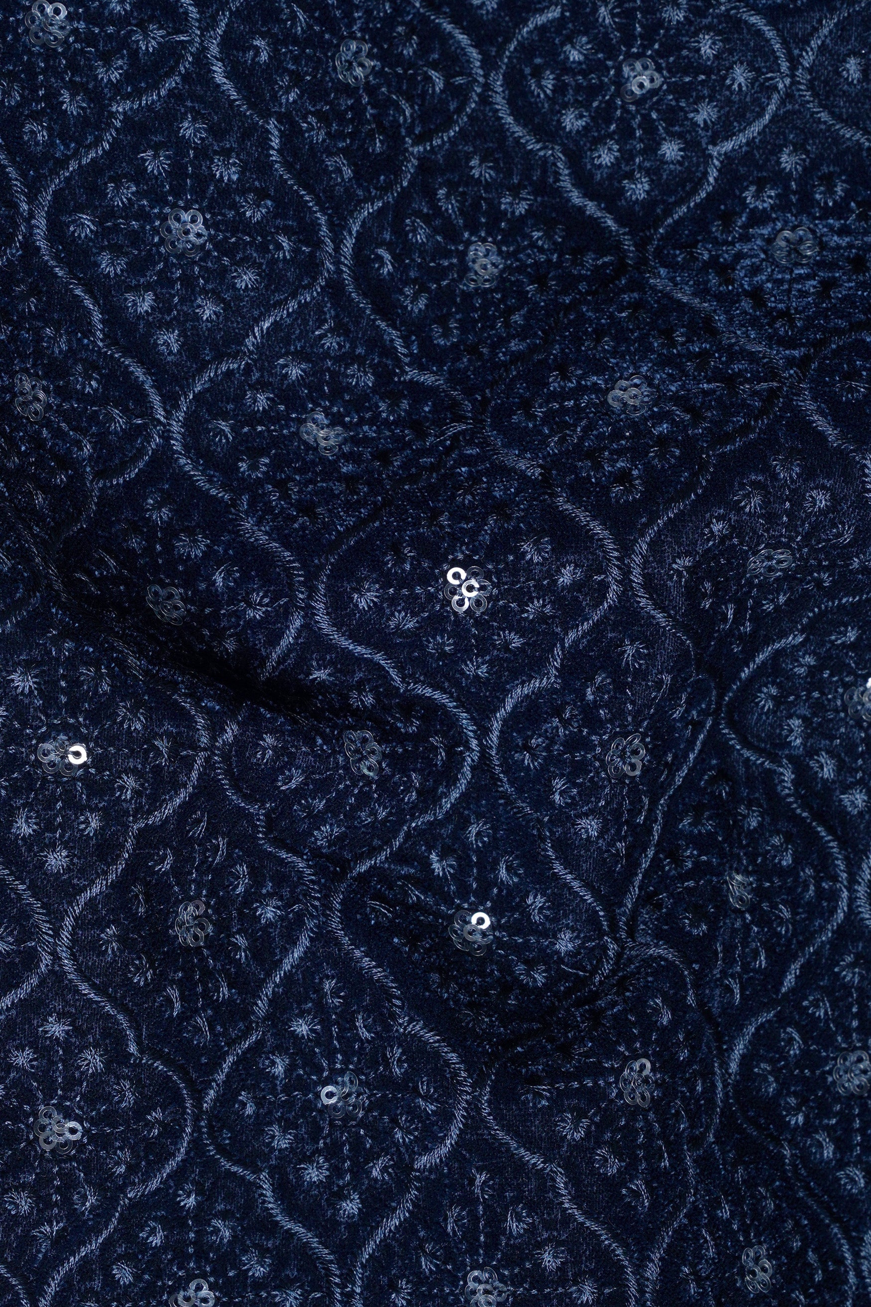 Cloud Burst and Haiti Blue Moroccan Thread and Sequin Embroidered Indo-Western Set