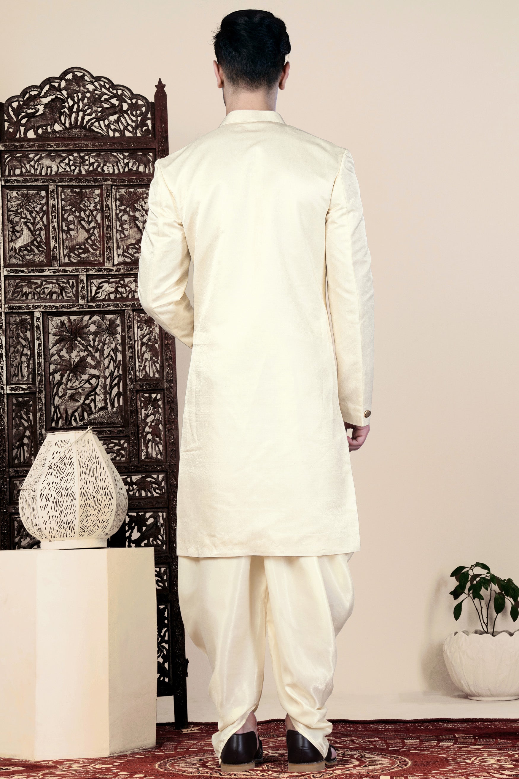 Irish Maroon and Cream Thread Embroidered Indo-Western Set with Koti